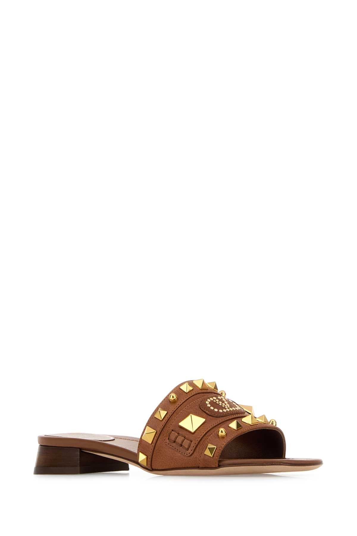 VALENTINO GARAVANI Stylish Leather Plaster Caster Slippers for Women