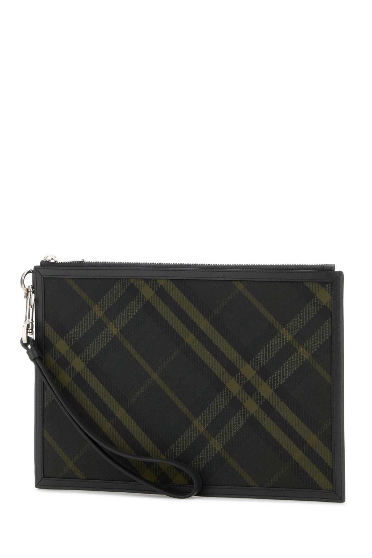 BURBERRY Embroidered Canvas Clutch - 30 cm x 20.5 cm