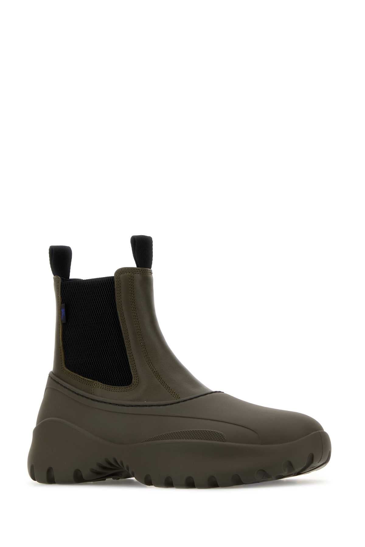 BURBERRY Leather and Rubber Chelsea Scoot Ankle Boots for Men