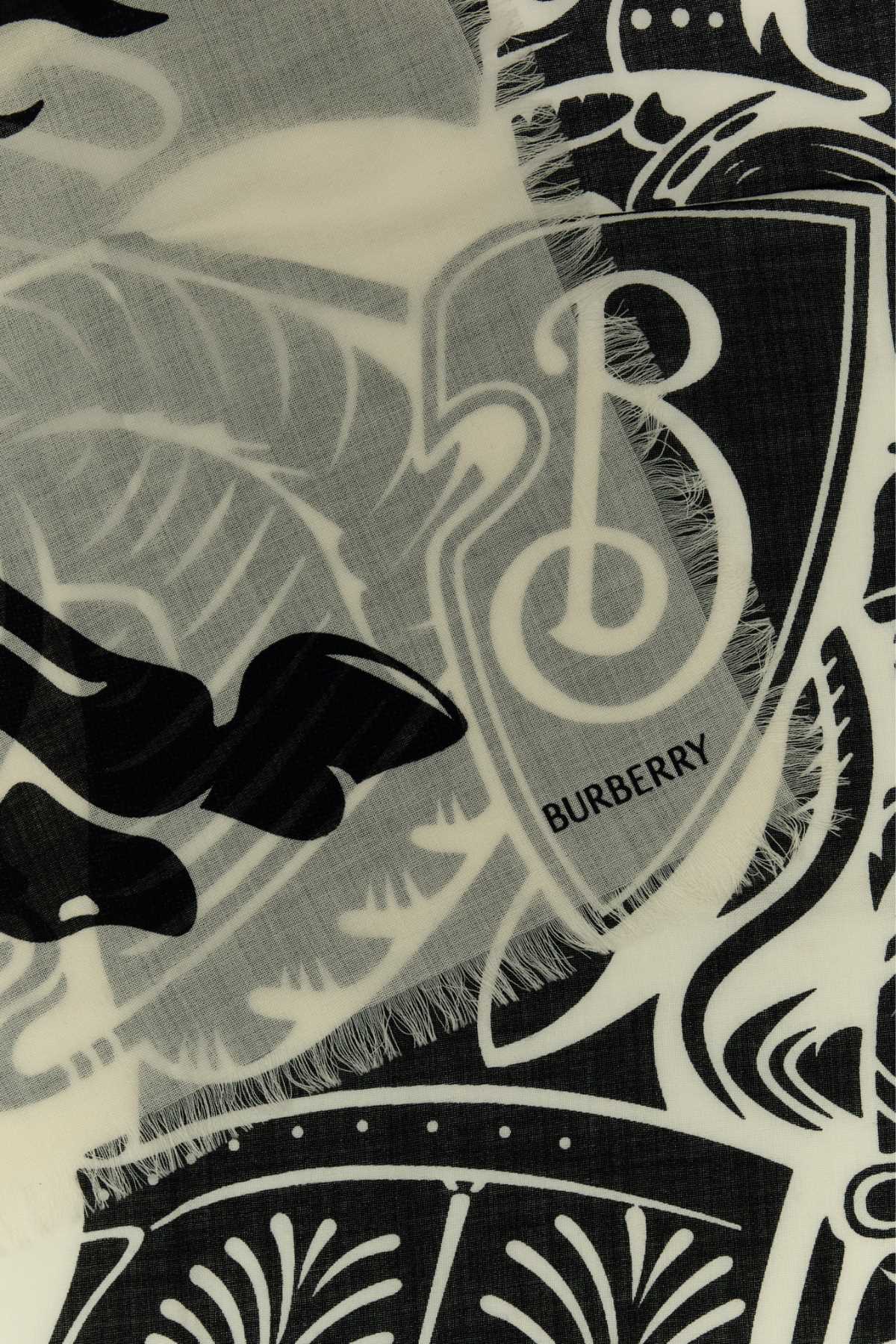 BURBERRY Embroidered Wool Scarf - 200 cm x 70 cm