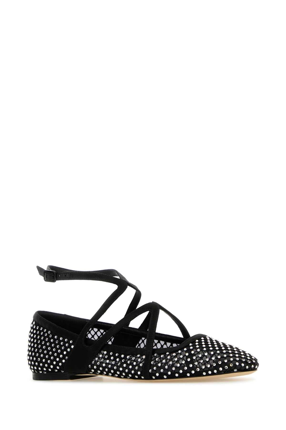 JIMMY CHOO Embellished Mesh Ballerinas