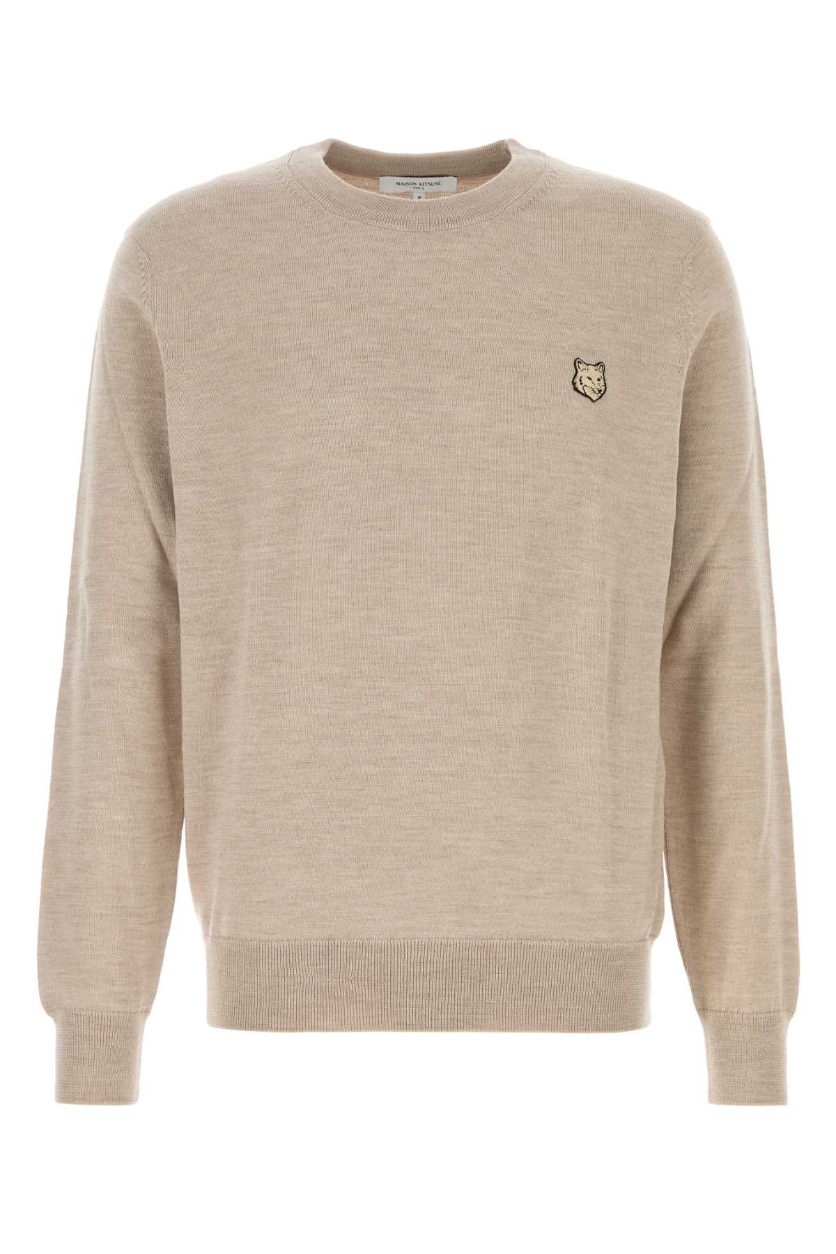 MAISON KITSUNE Cappuccino Wool Sweater for Men - SS25 Collection