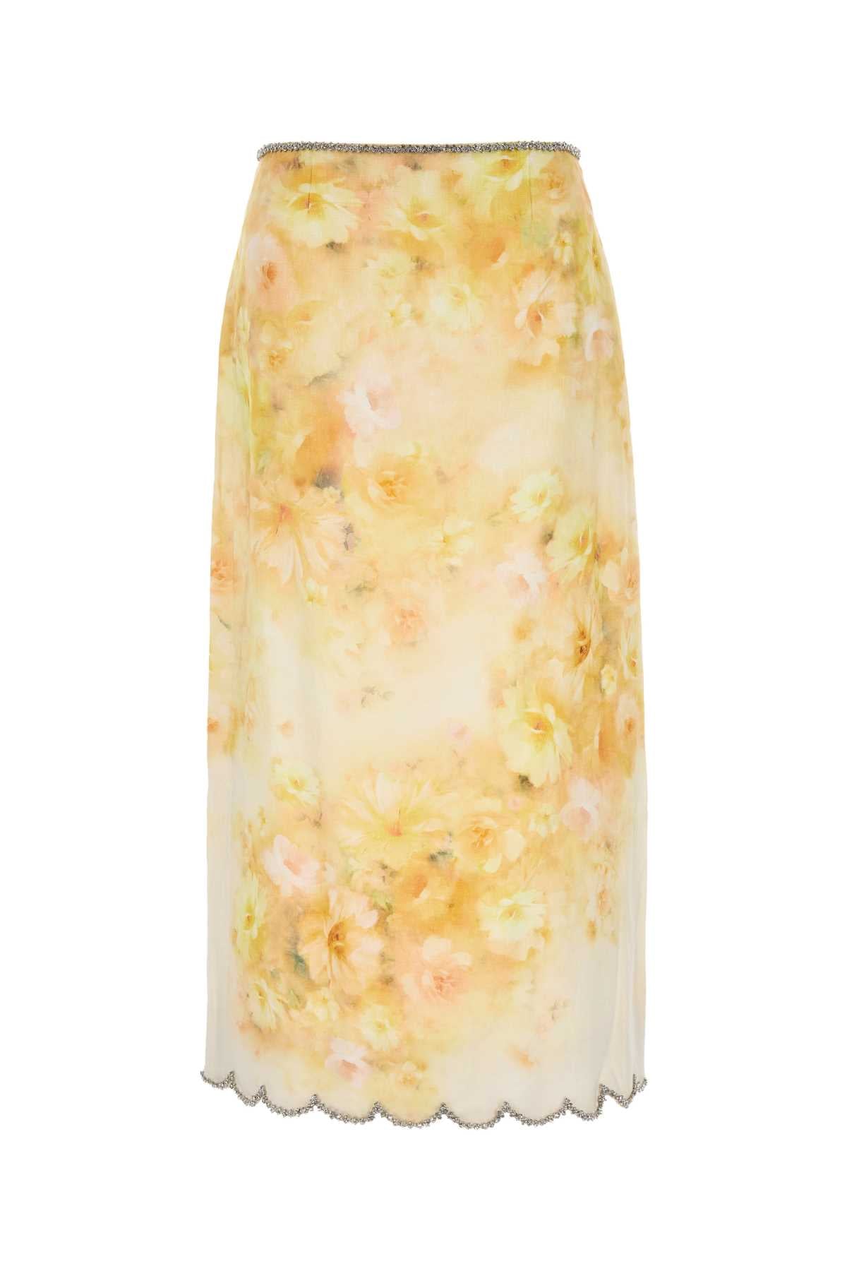 ZIMMERMANN Floral Printed Linen Crush Mini Skirt
