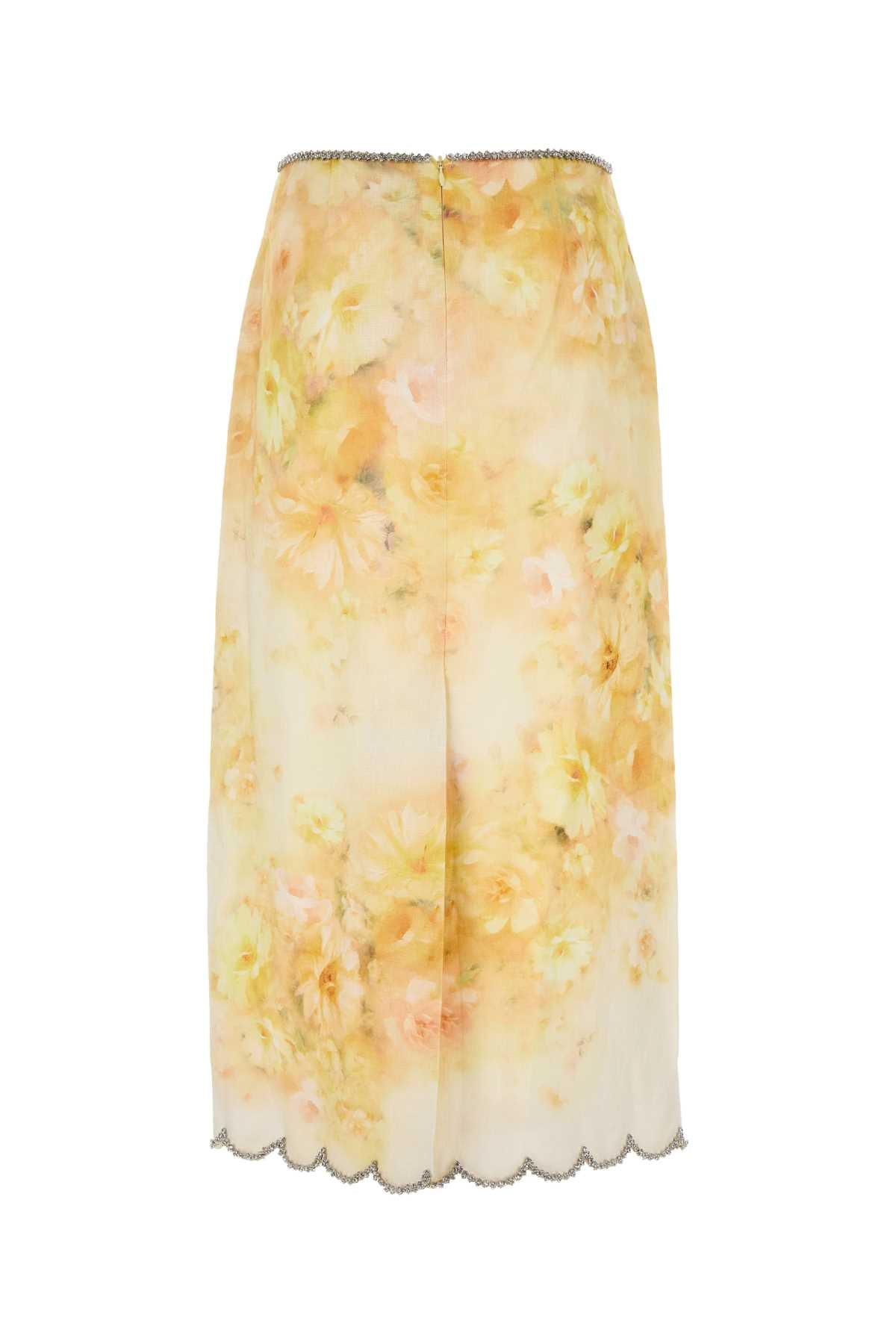 ZIMMERMANN Floral Printed Linen Crush Mini Skirt