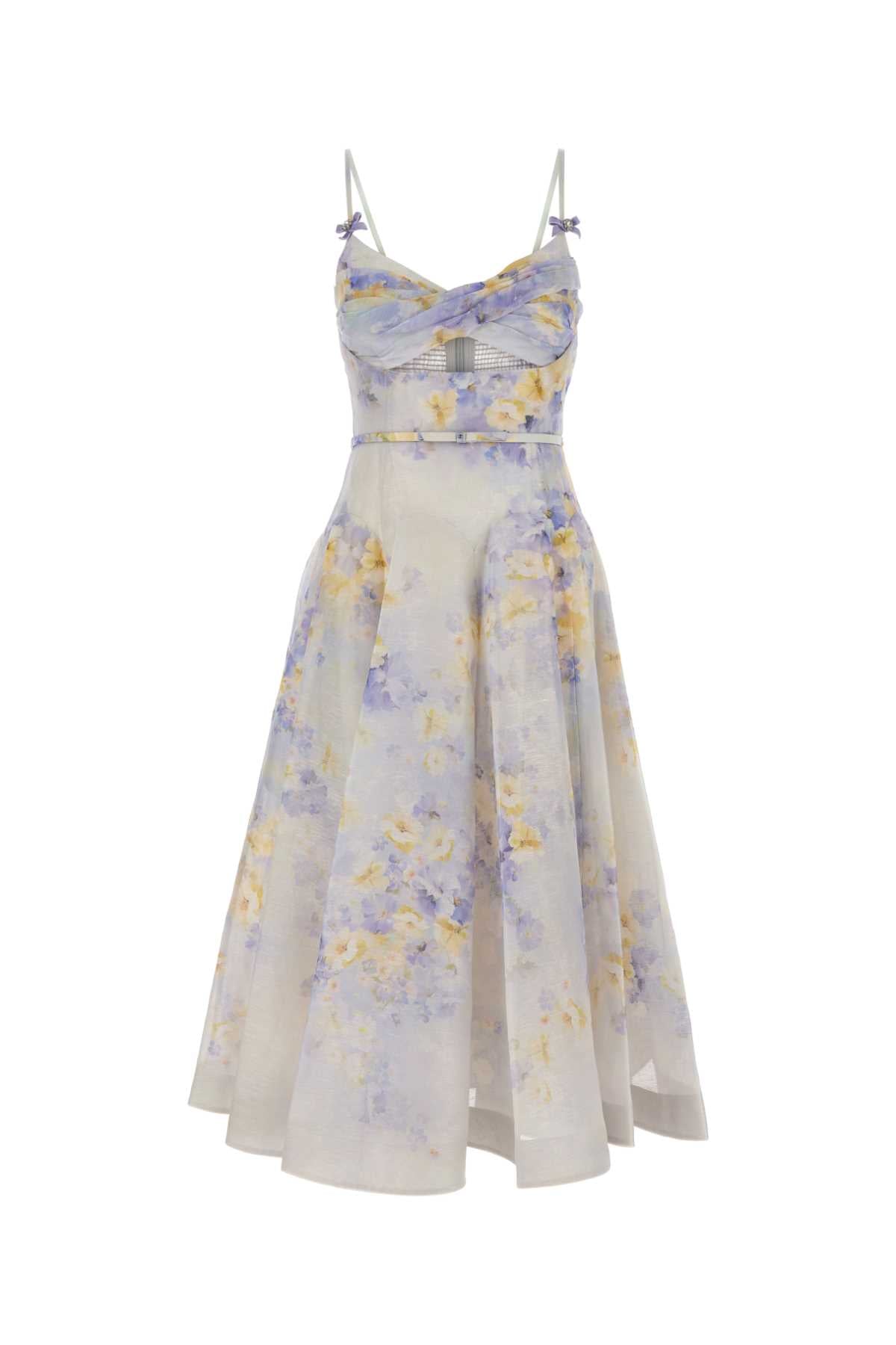 ZIMMERMANN Mini Printed Linen Blend Crush Dress