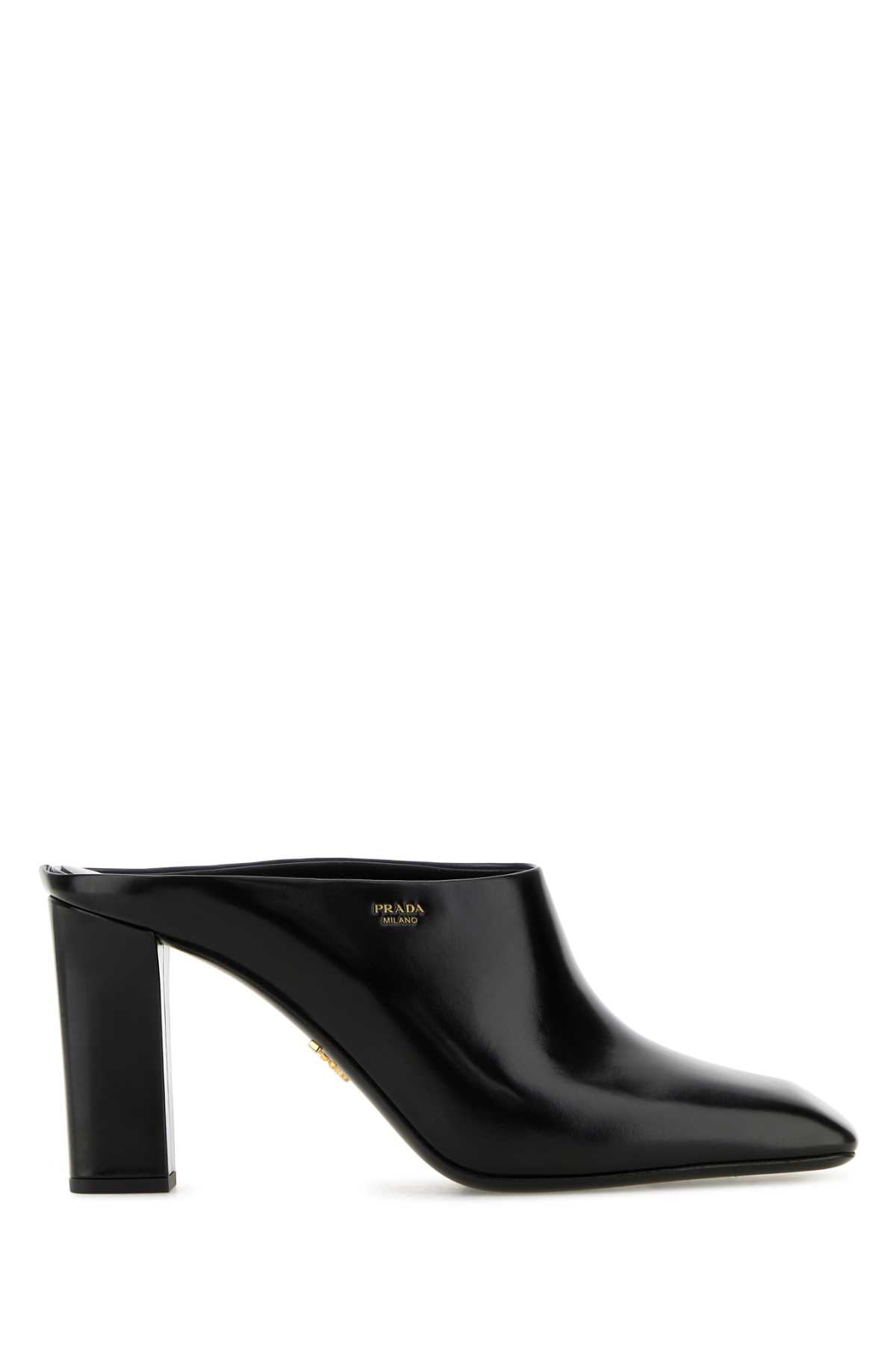 PRADA Elegant Leather Flats with 8.5 cm Heel Height