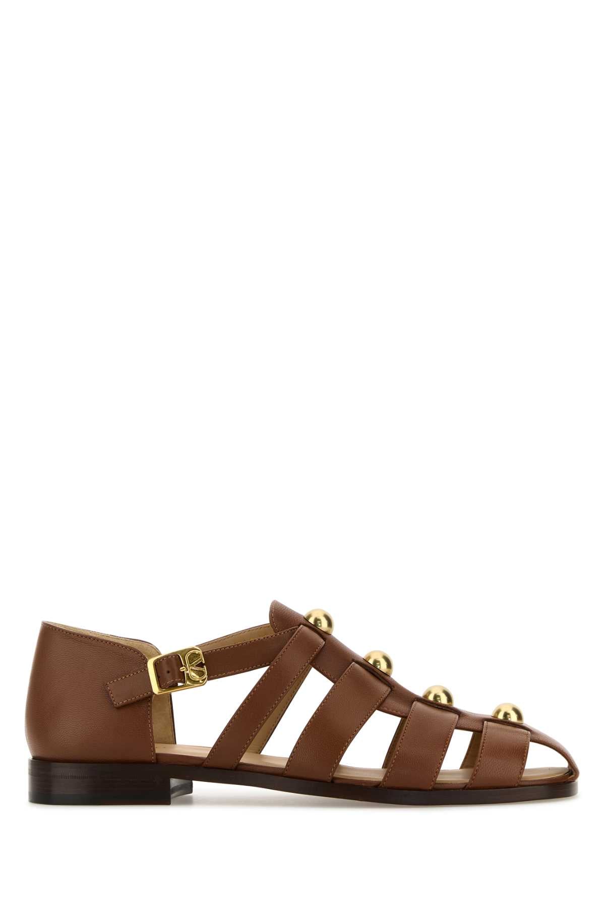 VALENTINO GARAVANI Brown Leather Studshield Sandals for Men