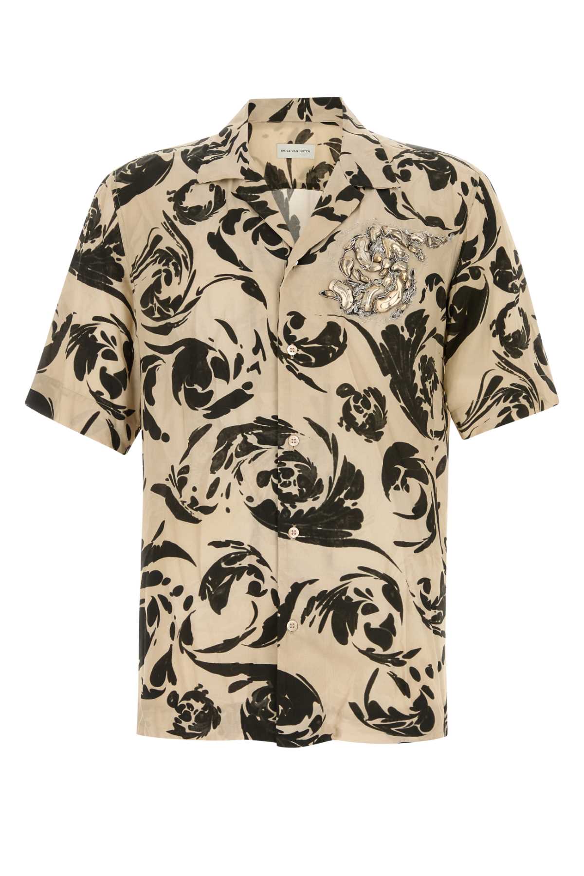 DRIES VAN NOTEN Printed Viscose Carltone Shirt - Stylish Fit