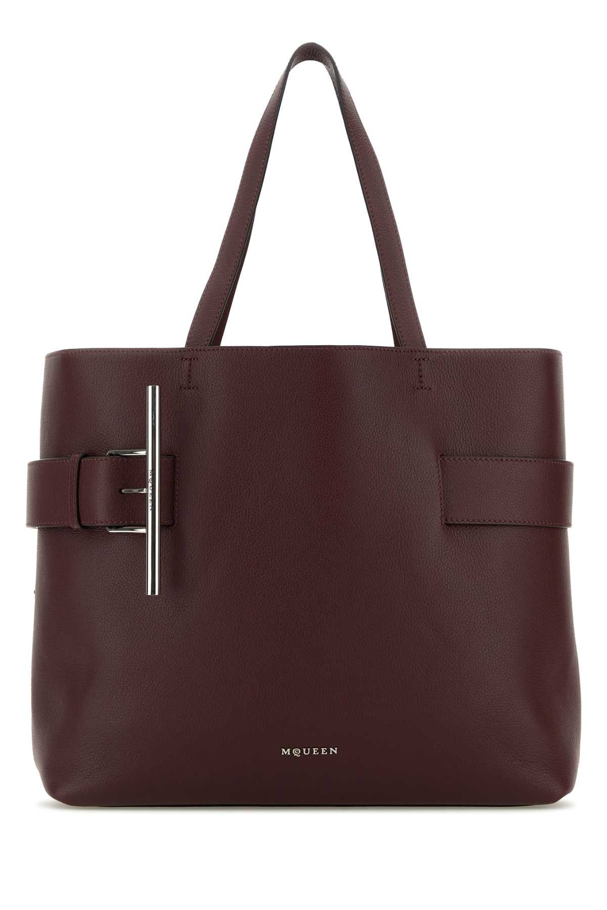 ALEXANDER MCQUEEN T-Bar Mini Leather Shopping Handbag - 37x32x15.5 cm