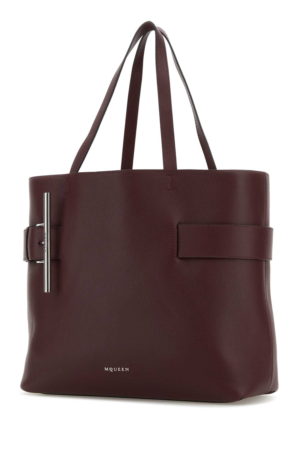 ALEXANDER MCQUEEN T-Bar Mini Leather Shopping Handbag - 37x32x15.5 cm
