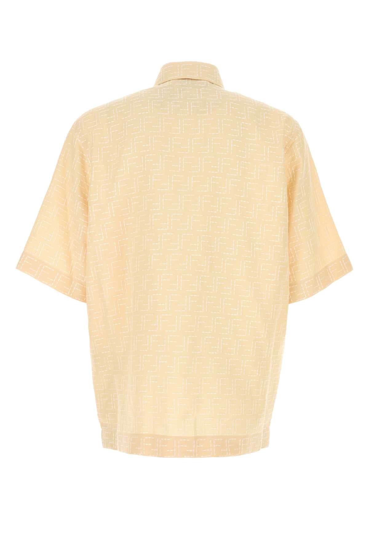 FENDI Linen Blend Short Sleeve Shirt for Men