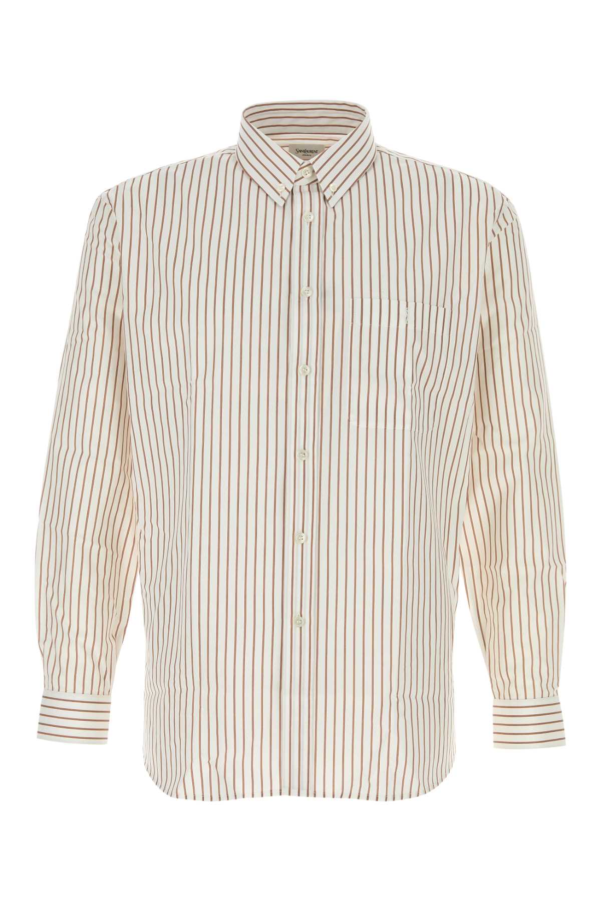 SAINT LAURENT Men's Embroidered Poplin Shirt
