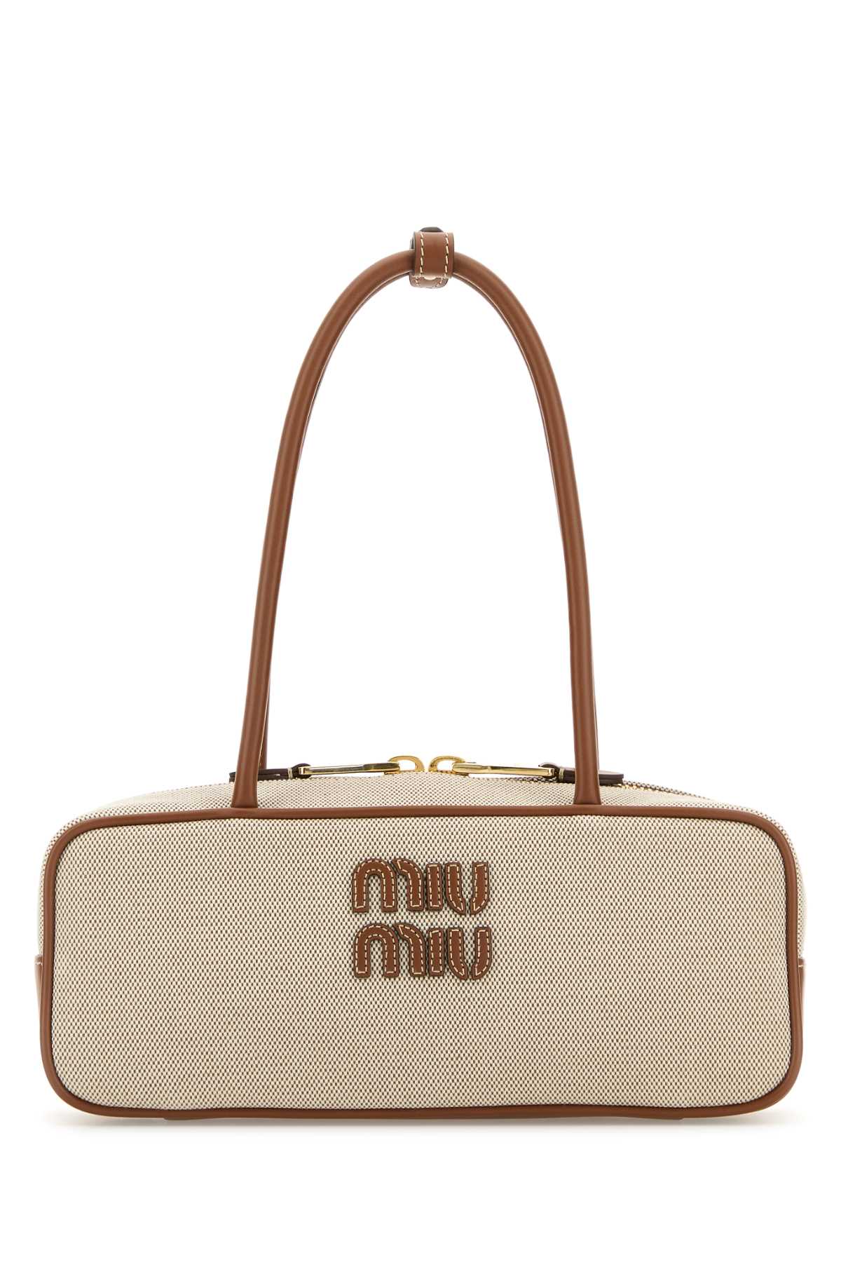 MIU MIU Two-tone Mini Canvas Shoulder Handbag - 28.5 cm x 12.5 cm x 8.5 cm