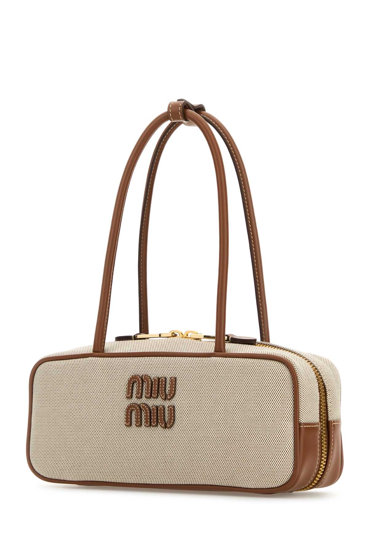 MIU MIU Two-tone Mini Canvas Shoulder Handbag - 28.5 cm x 12.5 cm x 8.5 cm
