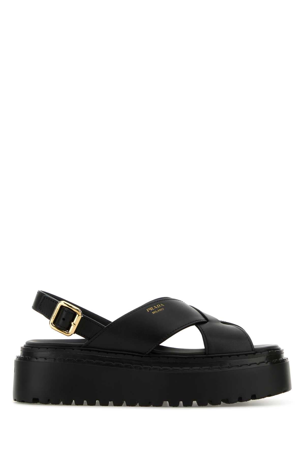 PRADA Elevated Platform Leather Sandals - 4.5 cm Height