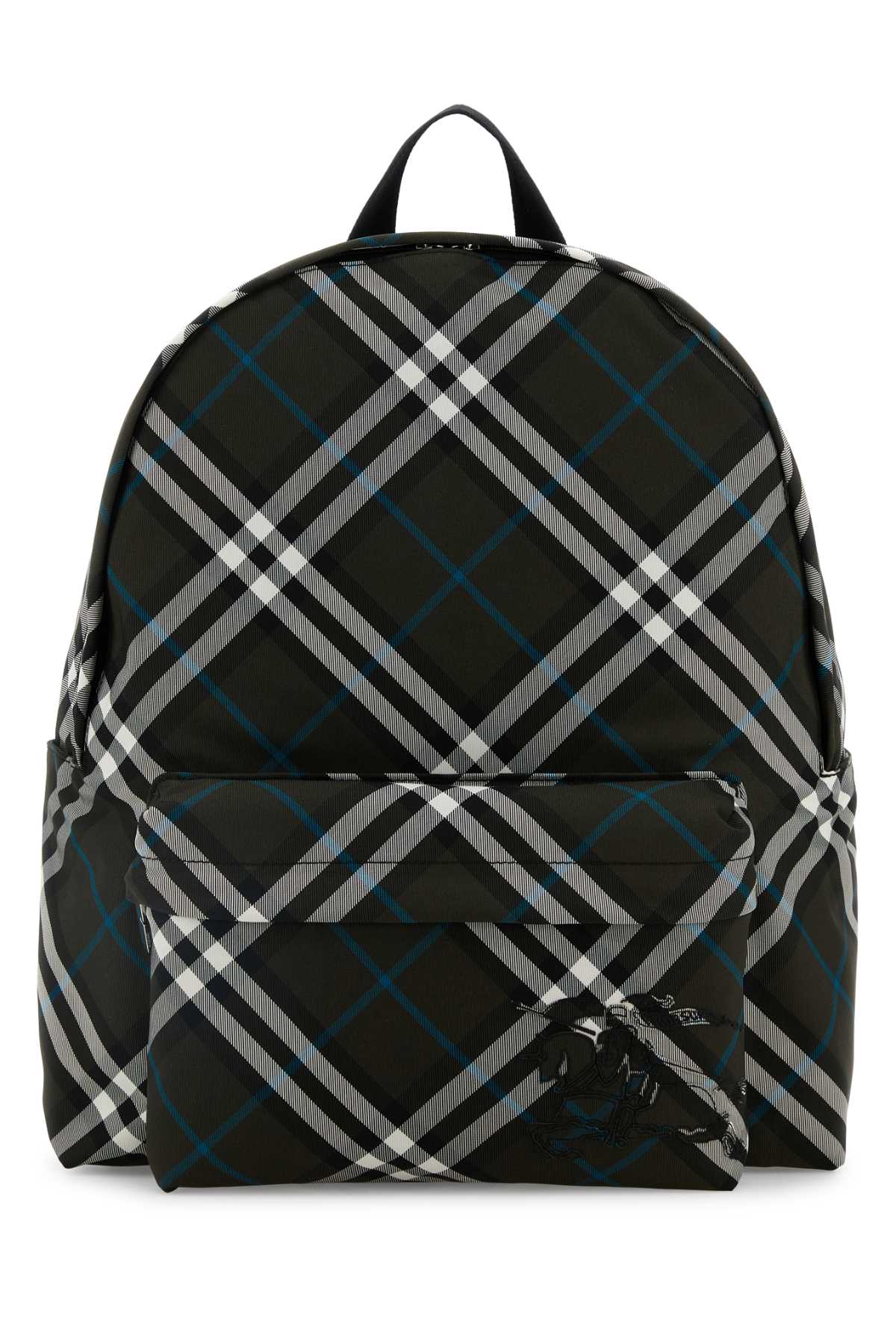BURBERRY Check Pattern Embroidered Fabric Backpack - 35 cm x 41 cm x 14 cm