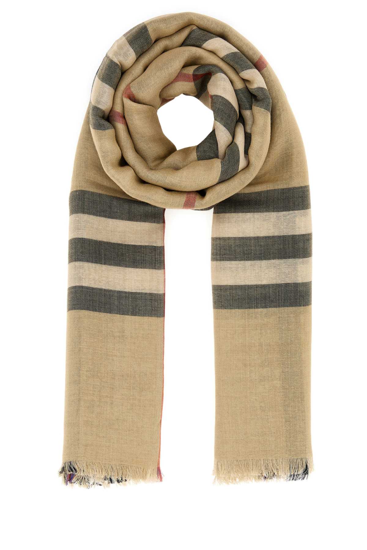 BURBERRY Embroidered Wool Blend Scarf (220 cm x 70 cm)