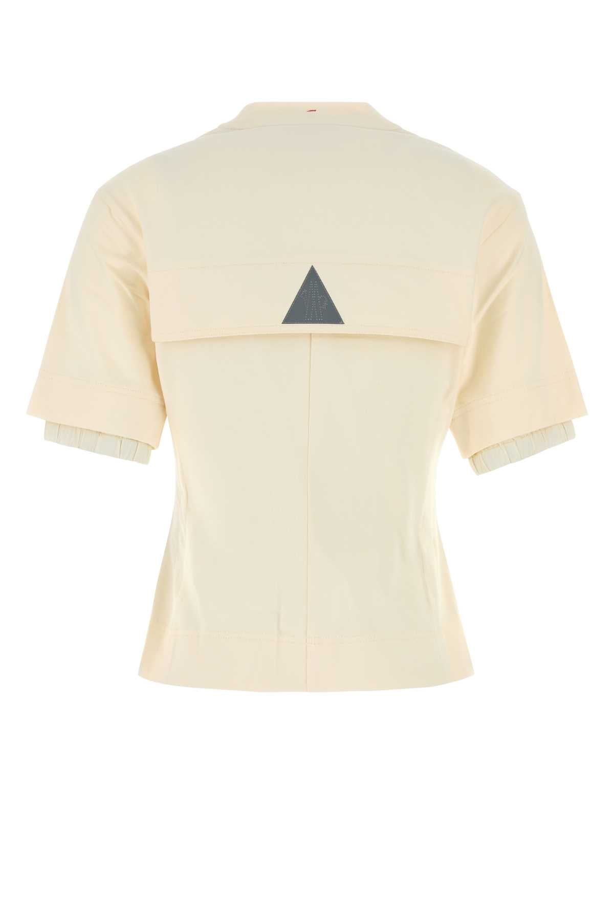 MONCLER GRENOBLE Ivory Stretch Cotton T-Shirt for Women