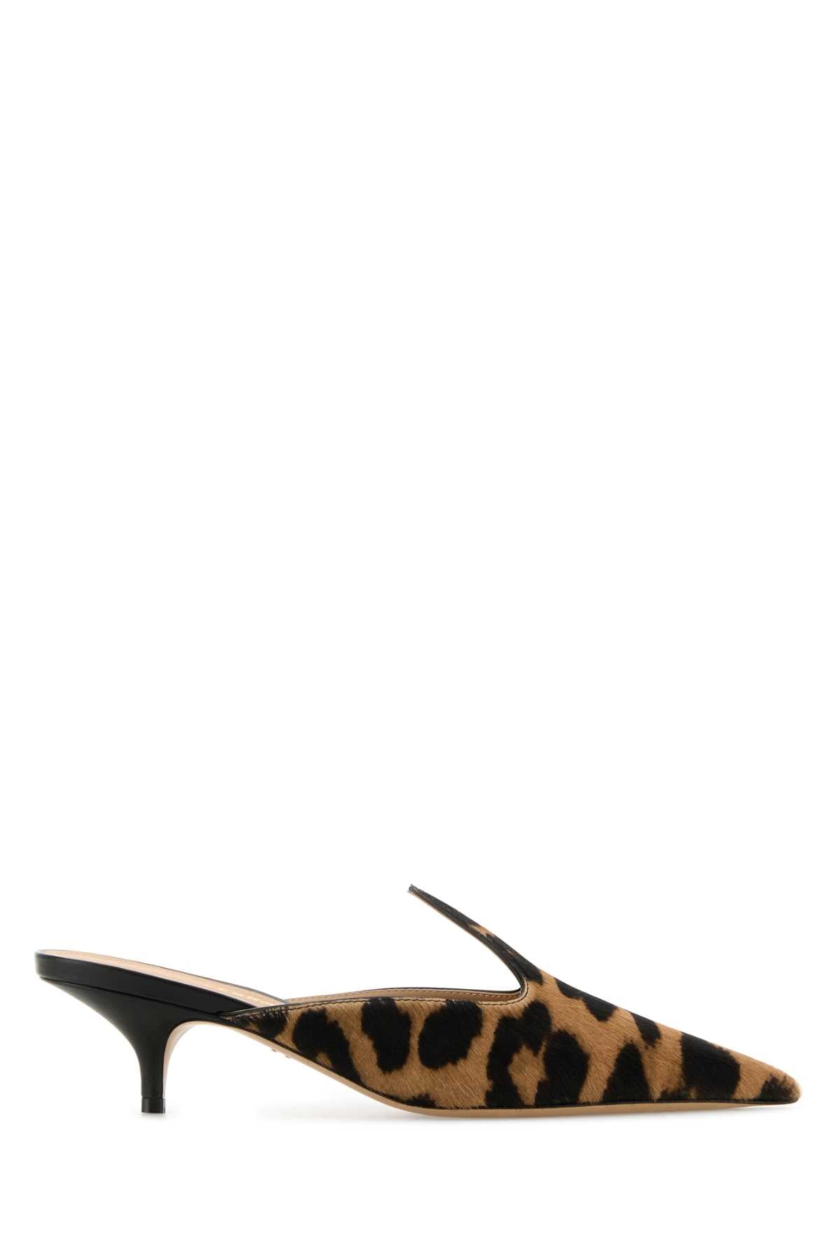 Ferragamo Animal Print 100% Leather Dorye Flat with 4 cm Heel Height