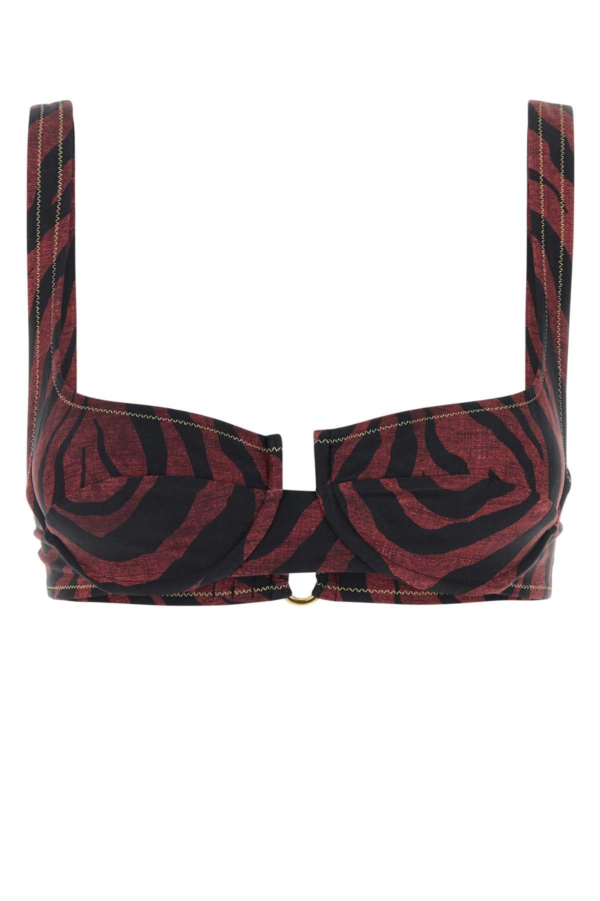 REINA OLGA Printed Stretch Nylon Mini Brigitte Bikini Top