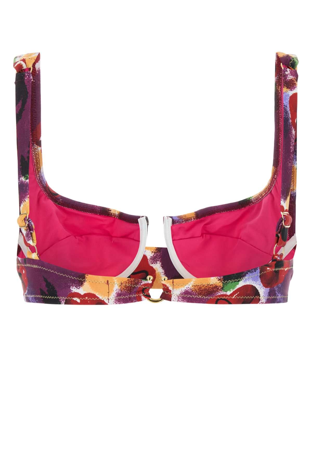 REINA OLGA Printed Stretch Nylon Brigitte Bikini Top