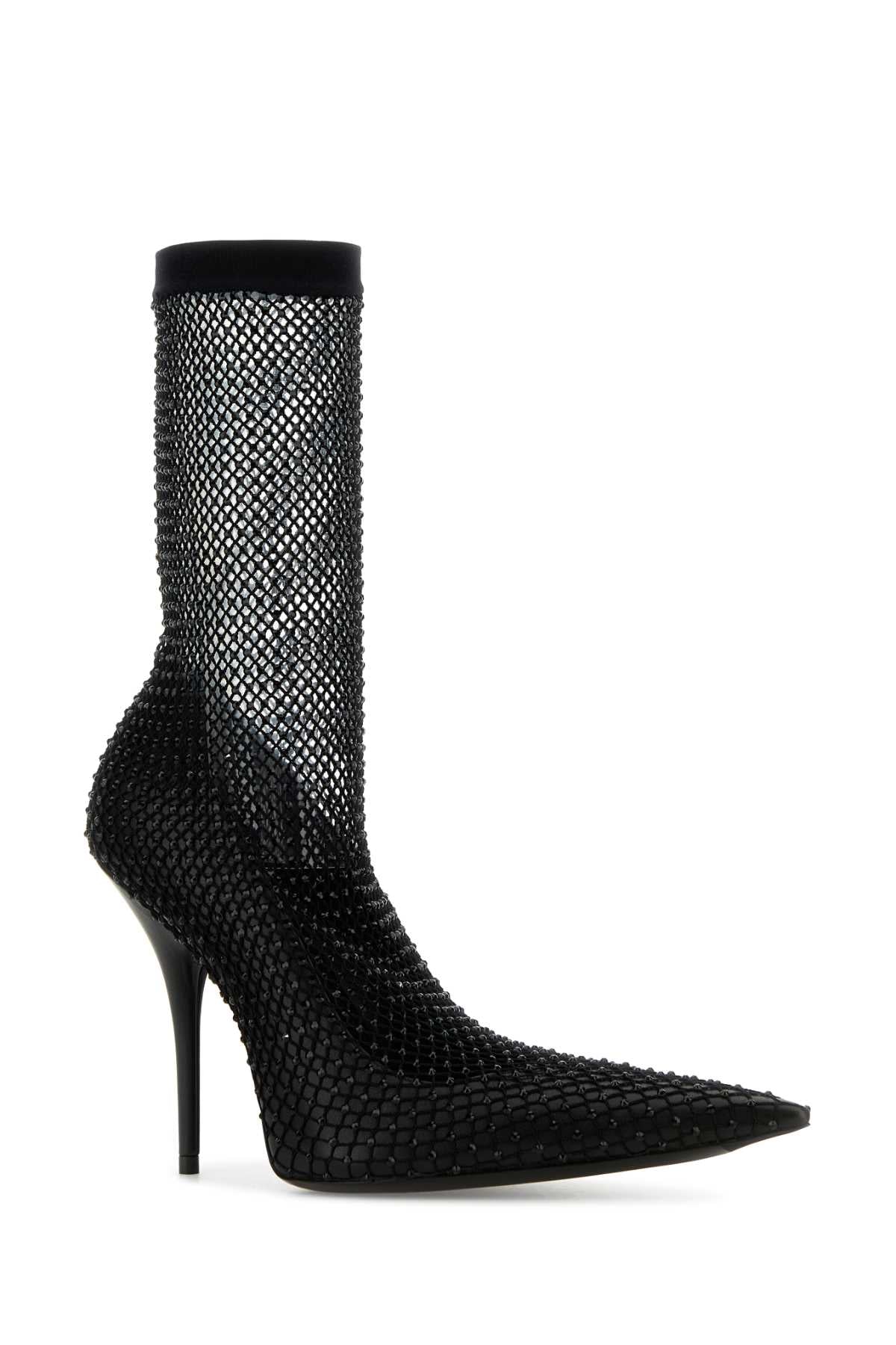 BALENCIAGA Nappa Leather and Mesh Avenue Ankle Boots - 11 cm Heel