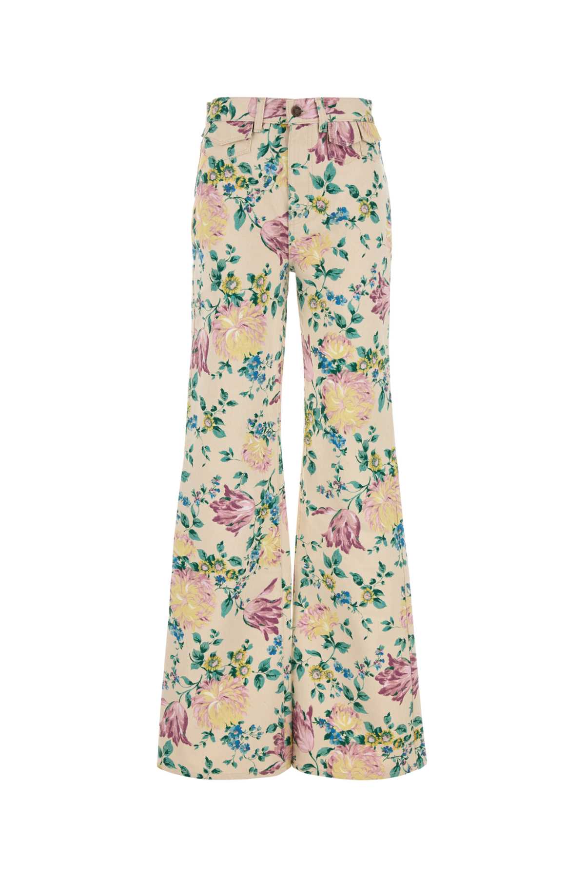 CHLOE Floral Printed Wide-Leg Jeans