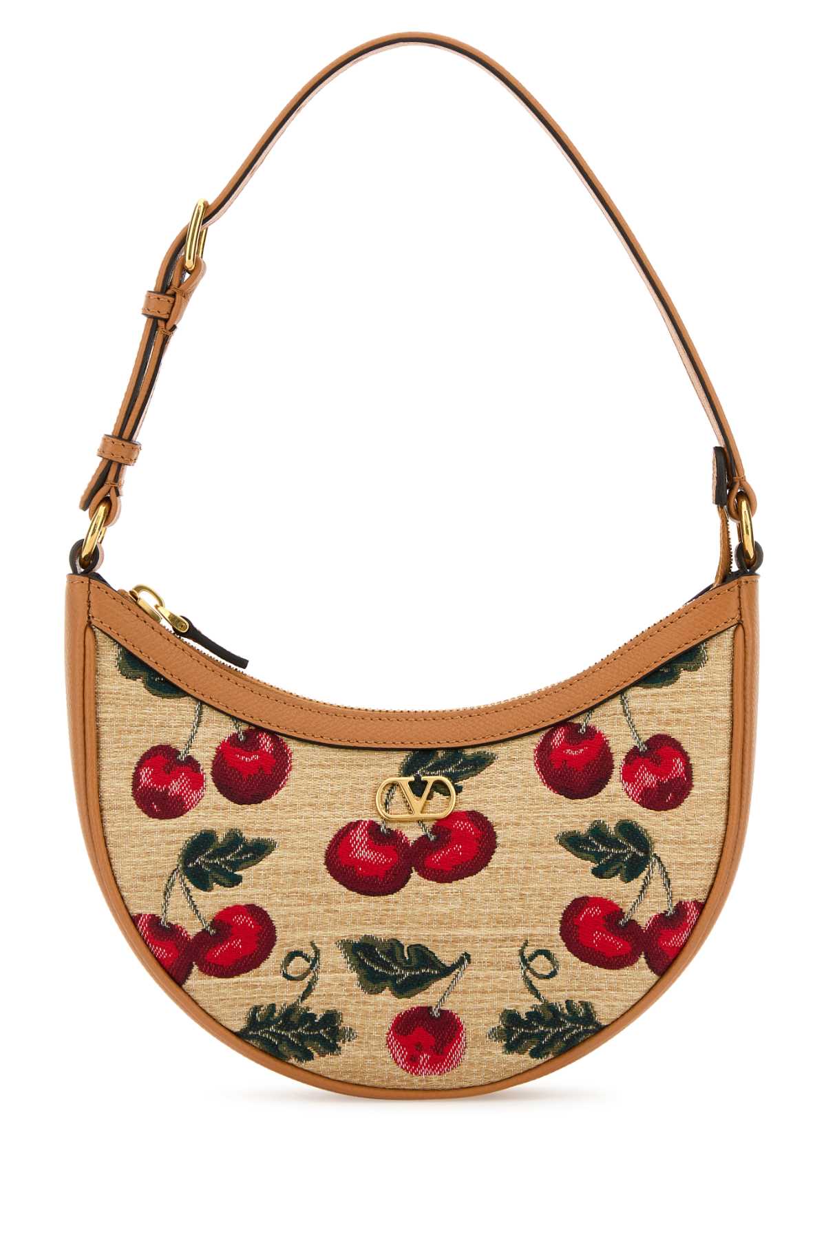 VALENTINO GARAVANI Mini Embroidered Raffia VLogo Signature Shoulder Handbag