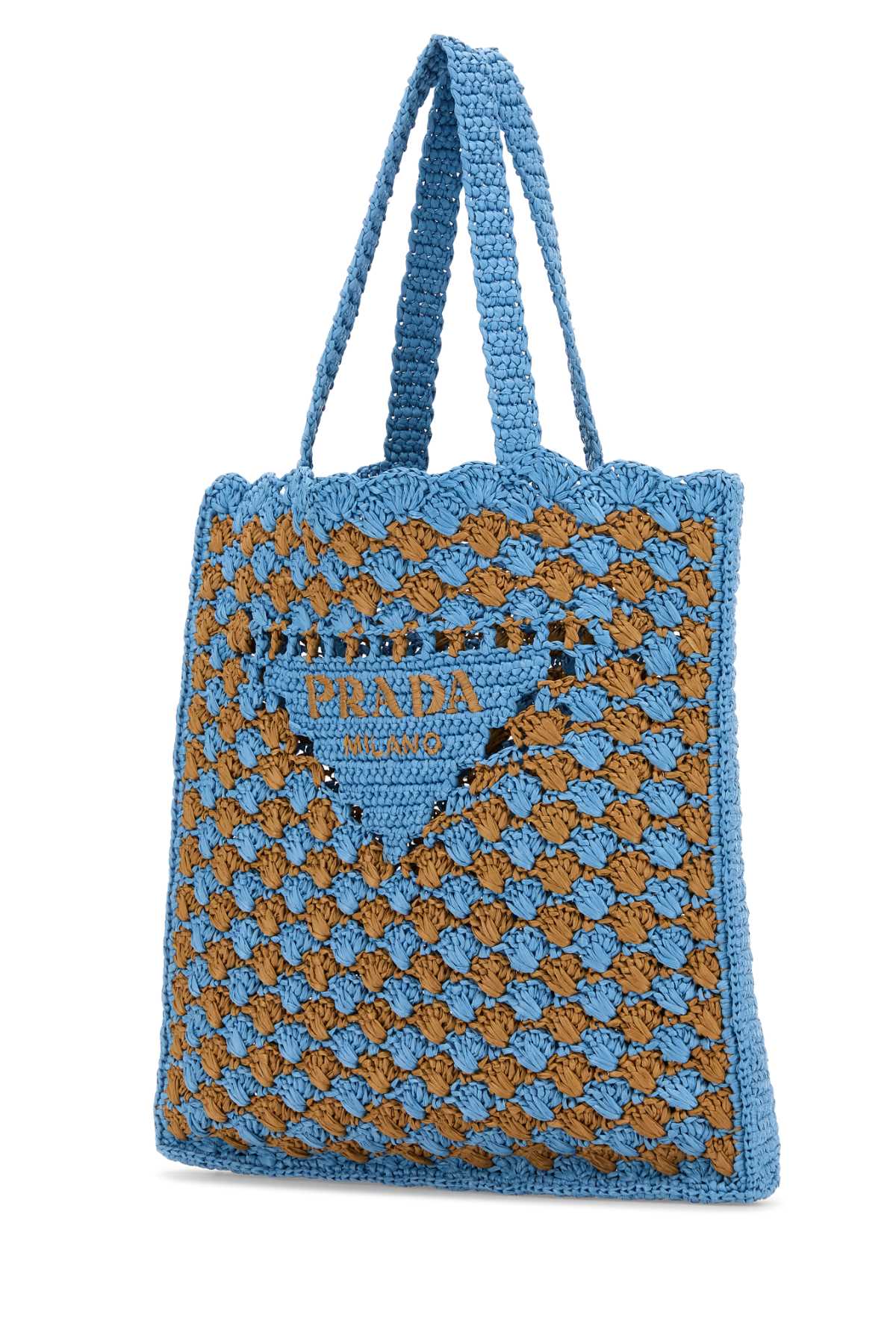 PRADA Two-tone Raffia Shopping Handbag - 37 cm Width