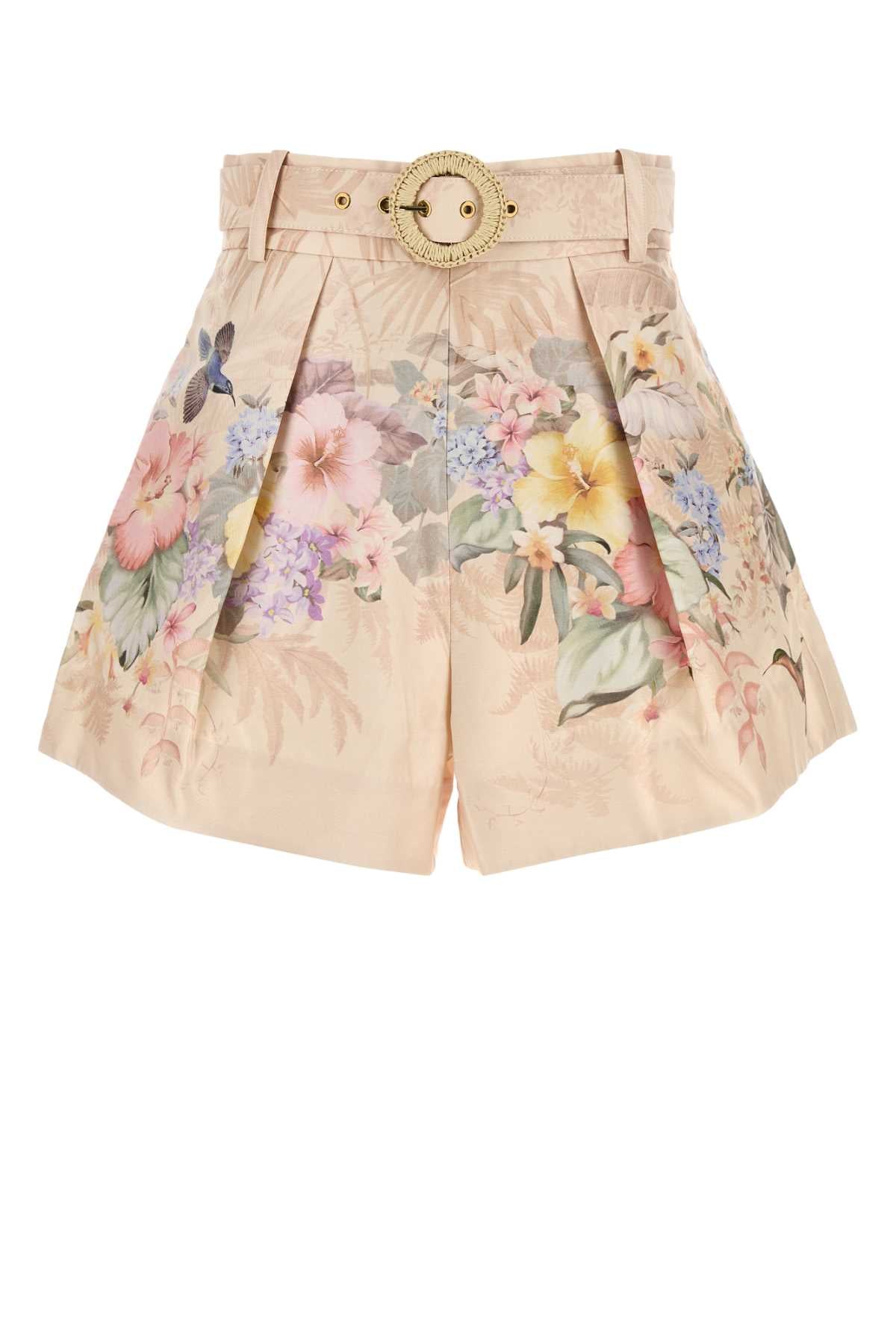 ZIMMERMANN Floral Print Silk Blend Mini Shorts