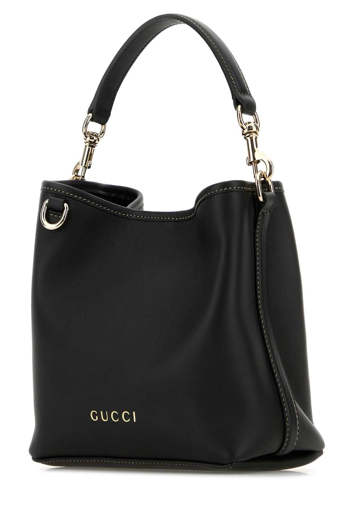 GUCCI Mini Leather GG Emblem Bucket Handbag