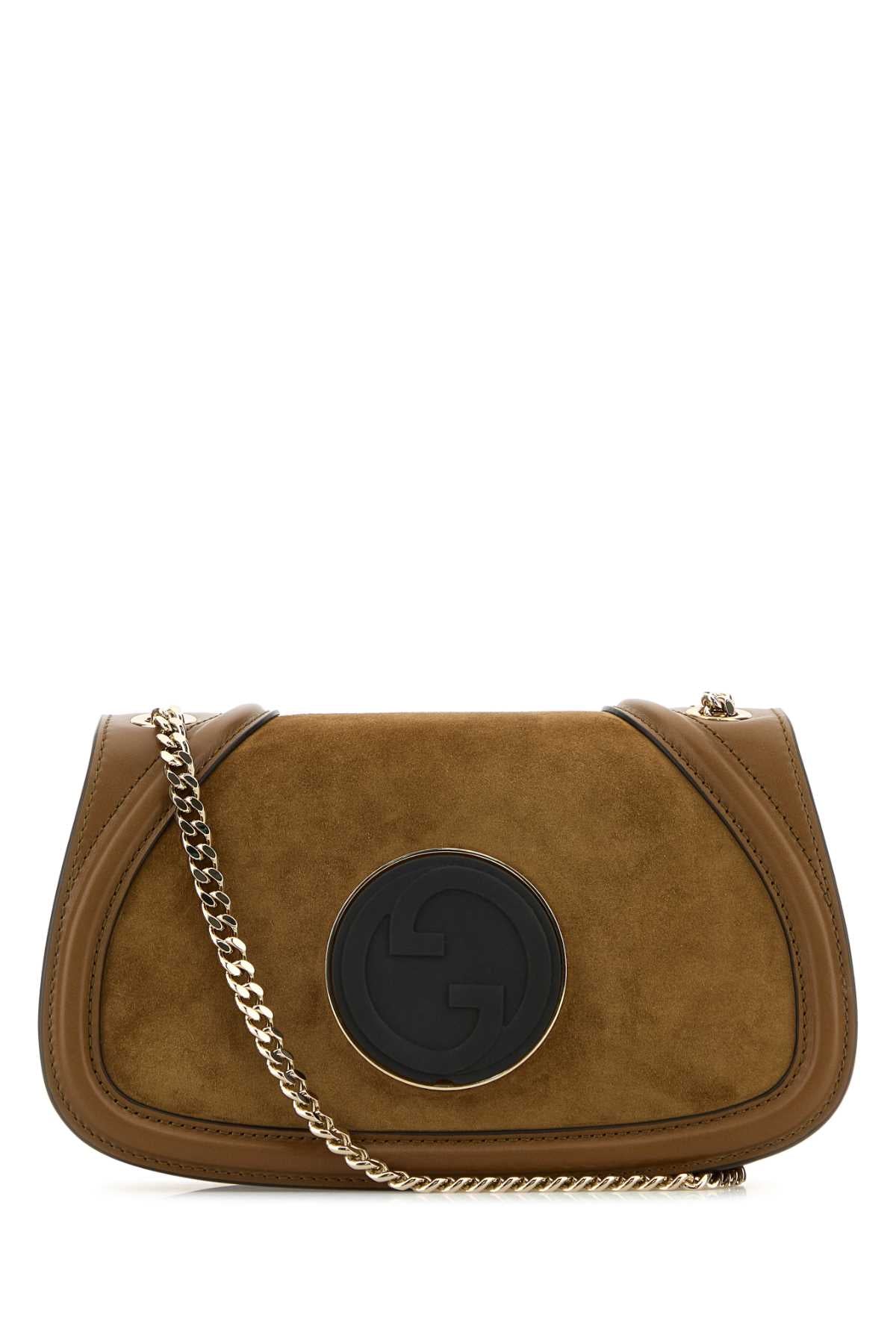GUCCI Mini Suede and Leather Shoulder Handbag