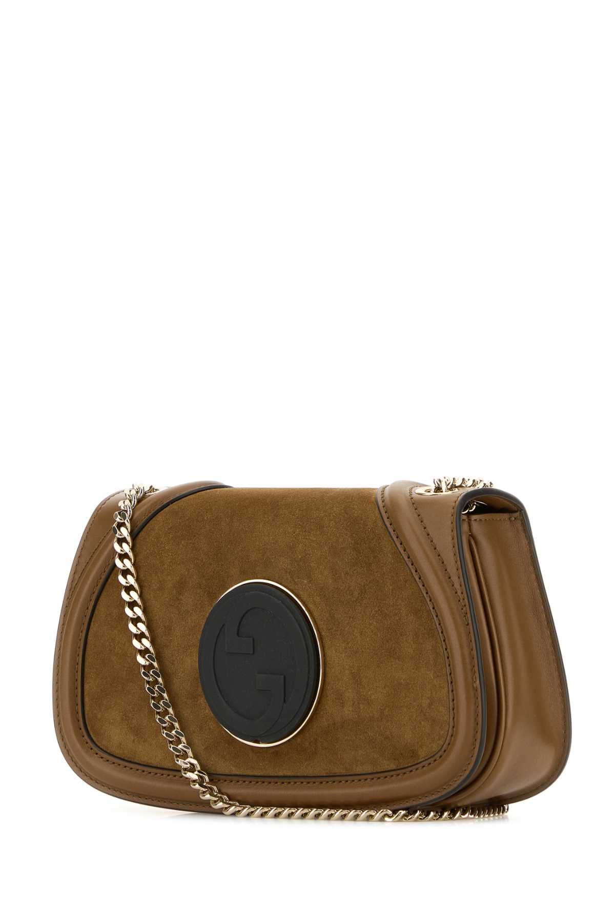 GUCCI Mini Suede and Leather Shoulder Handbag