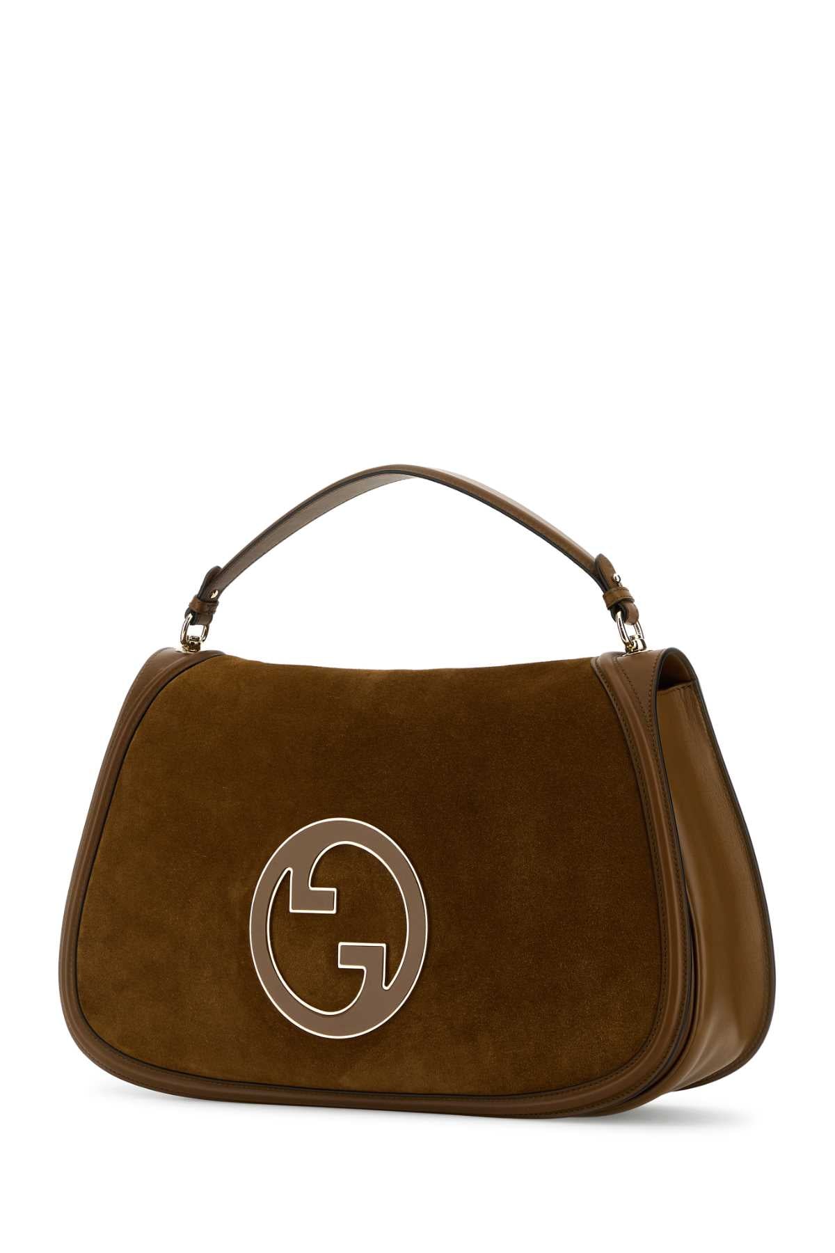 GUCCI Large Suede and Leather Handbag