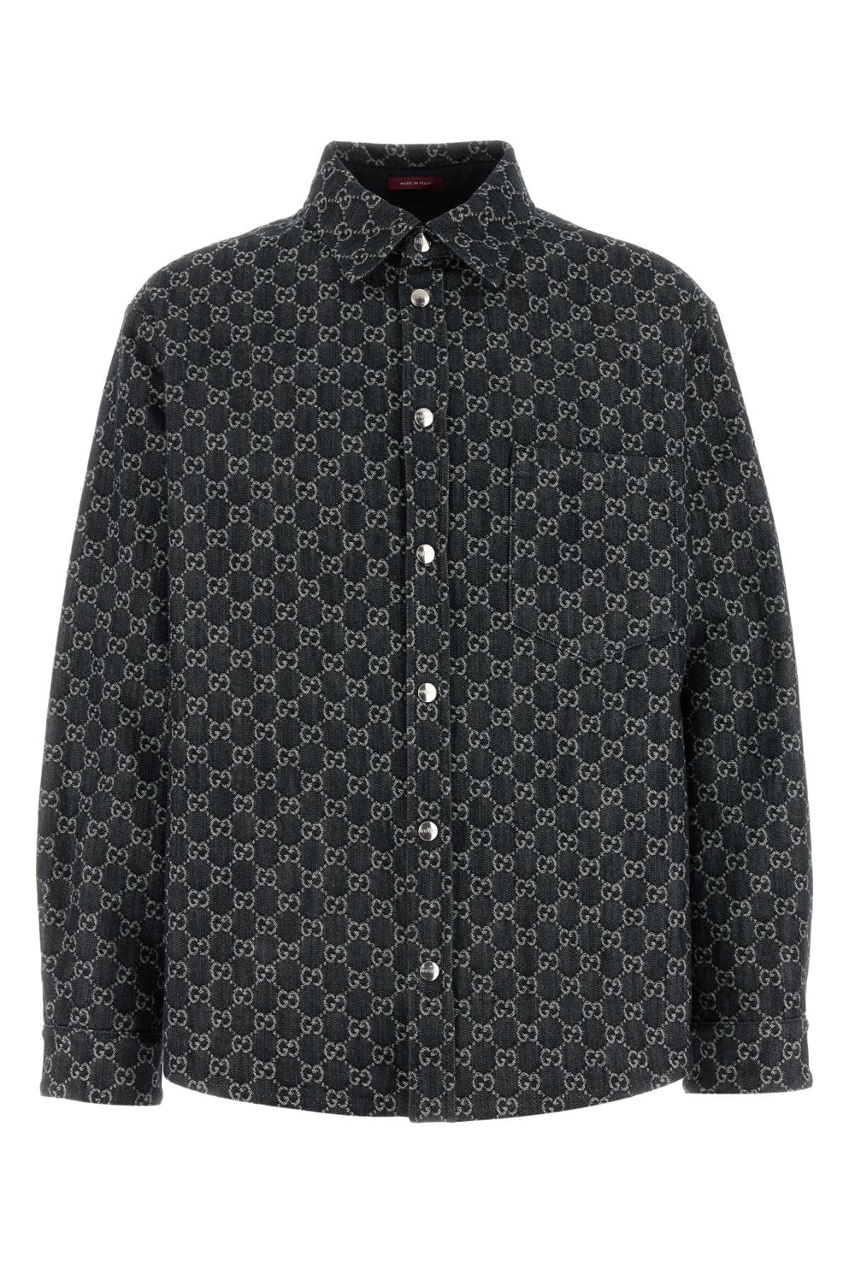 GUCCI Embroidered Denim Reversible Shirt for Men