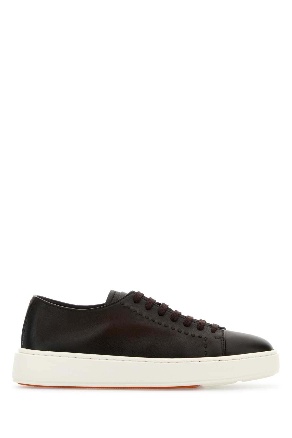SANTONI Clean Leather Sneakers for Men