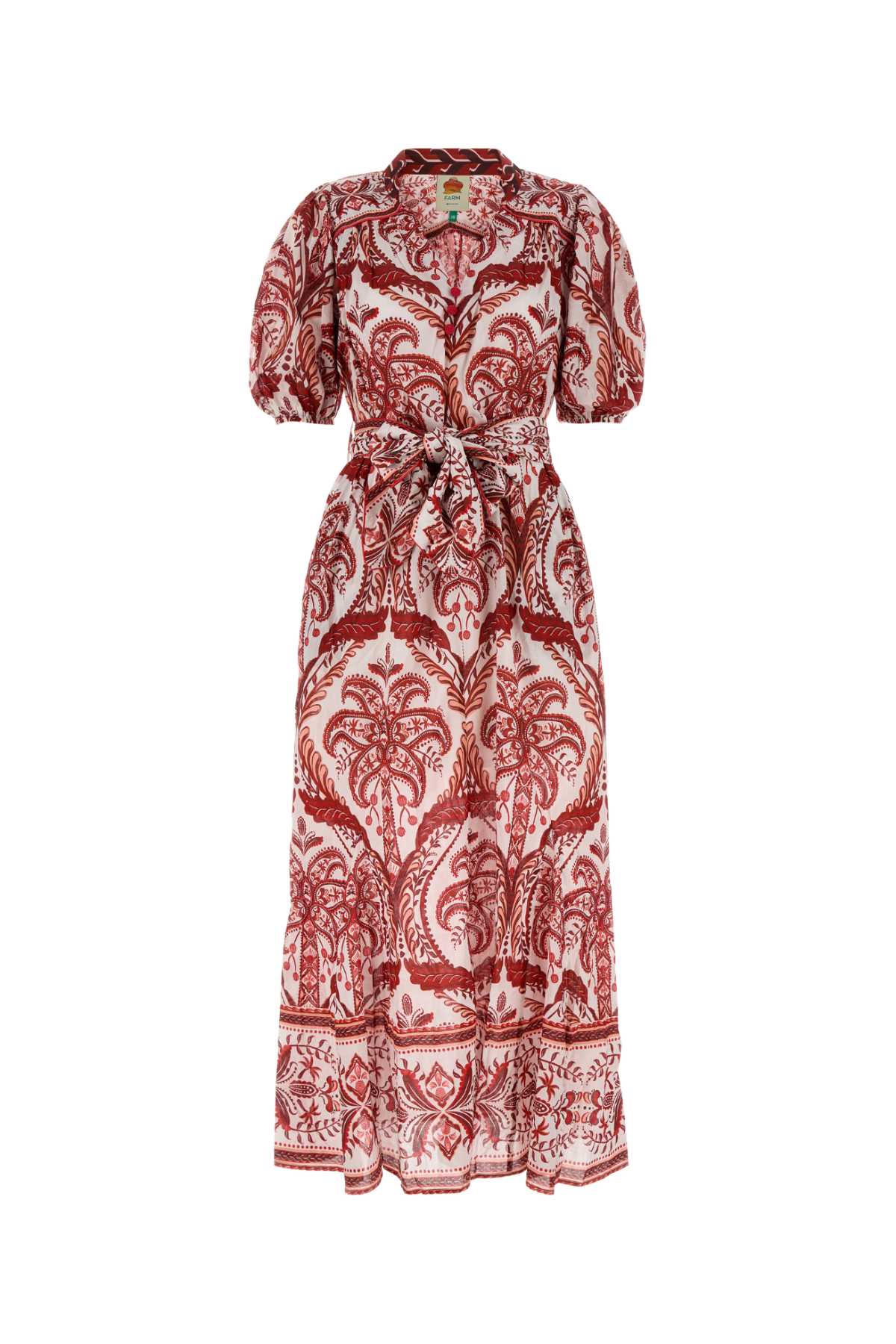 FARM RIO Tropical Printed Cotton Mini Shirt Dress