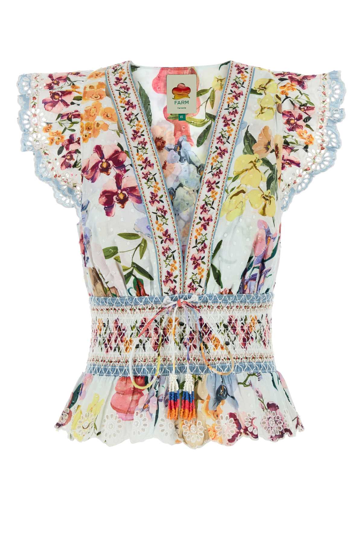 FARM RIO Floral Printed Cotton Blouse for Women