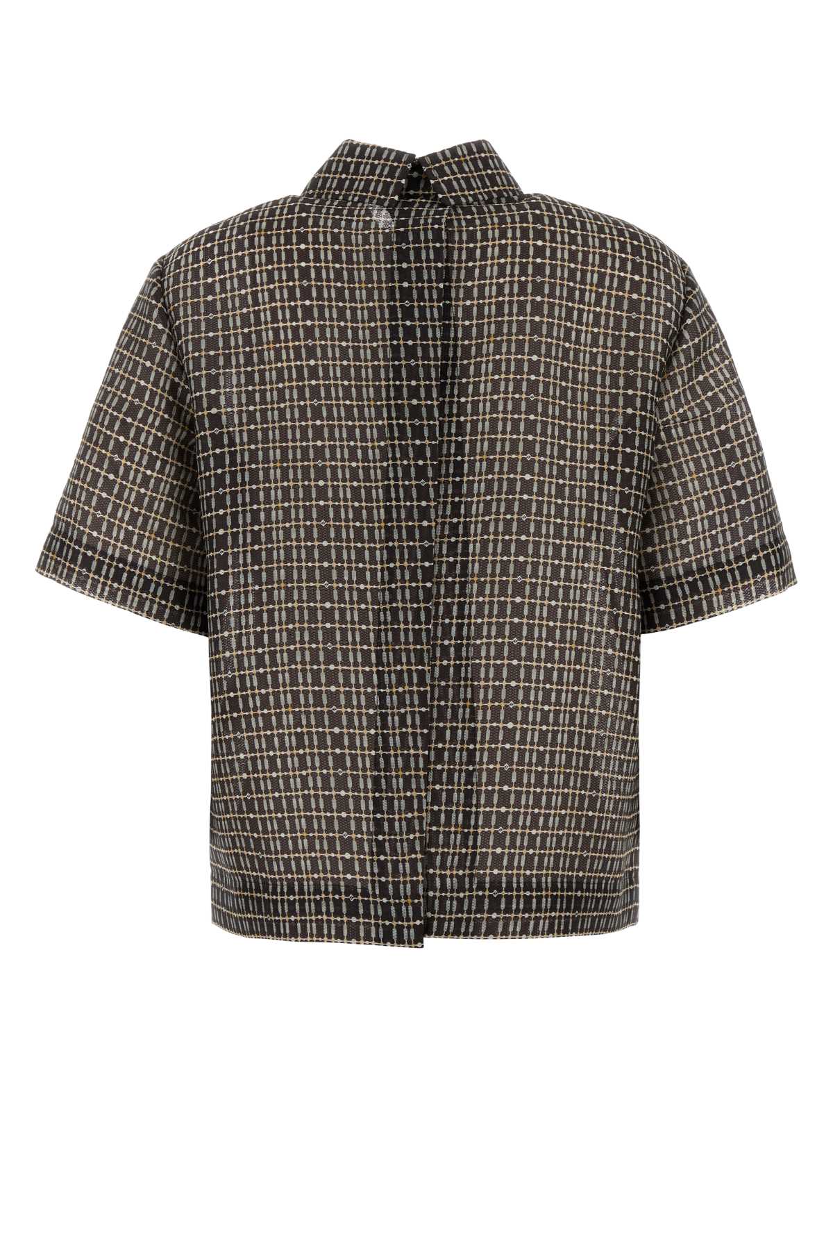 FENDI Printed Silk Blend Polo Shirt - Women's Size