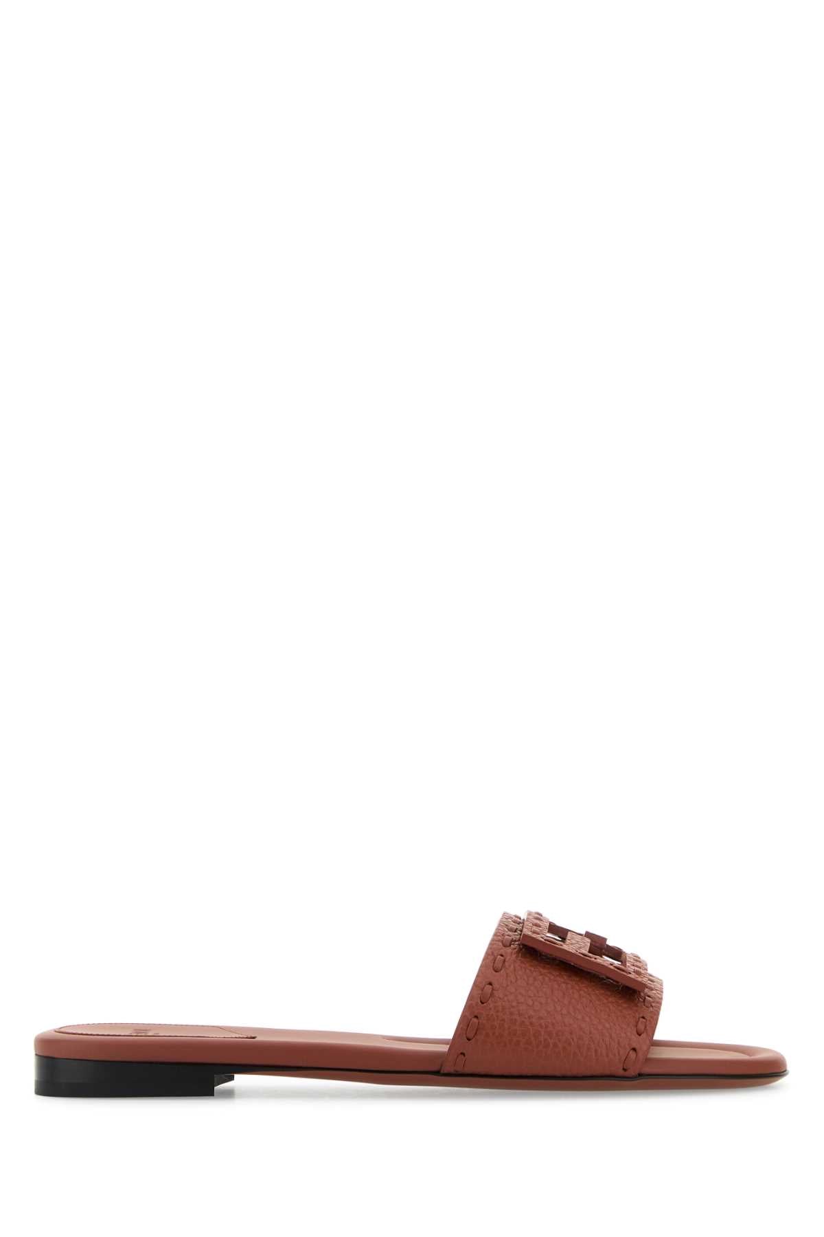 FENDI Brick Leather Baguette Mini Slippers