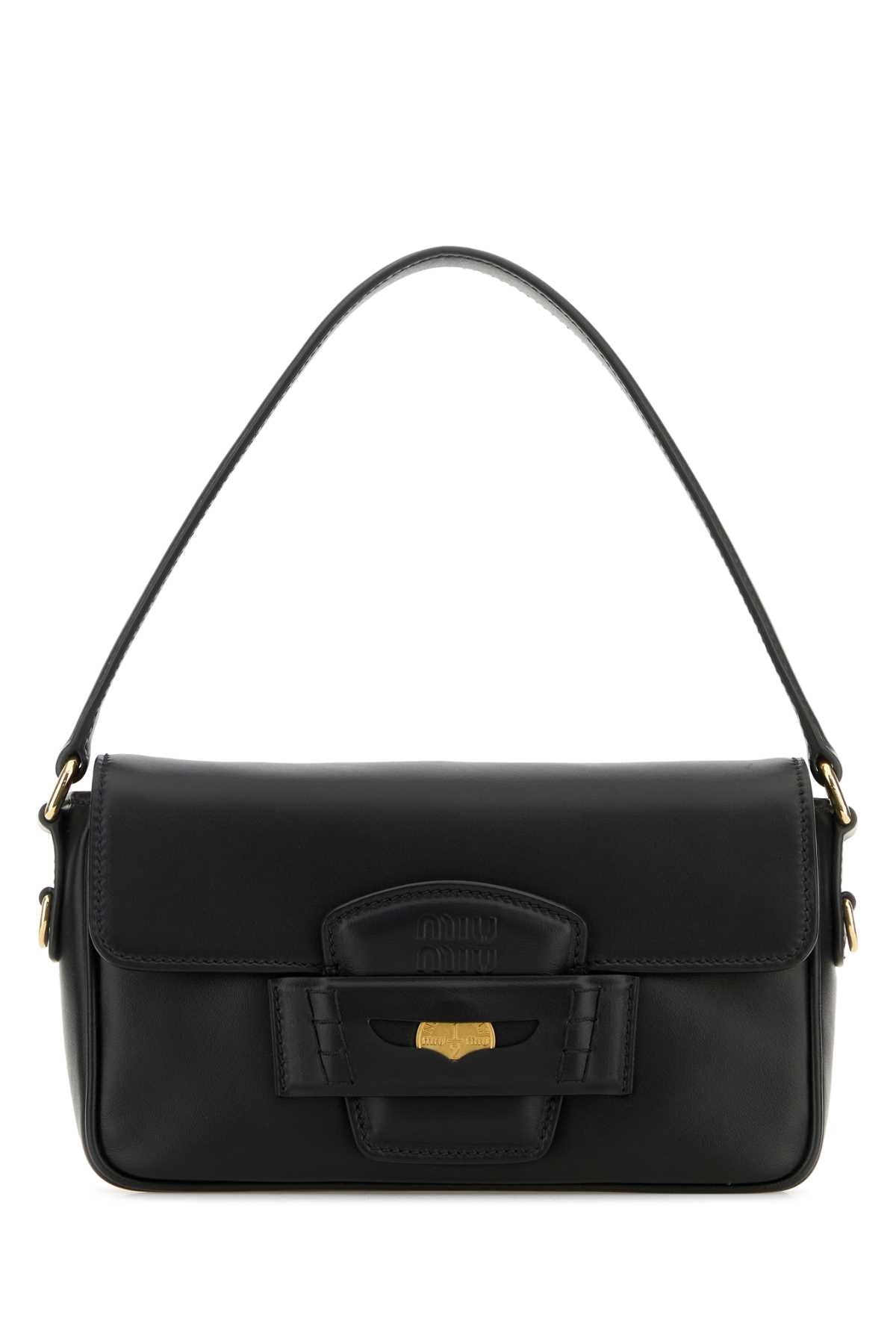 MIU MIU Mini Leather Handbag with Golden Metal Finishing