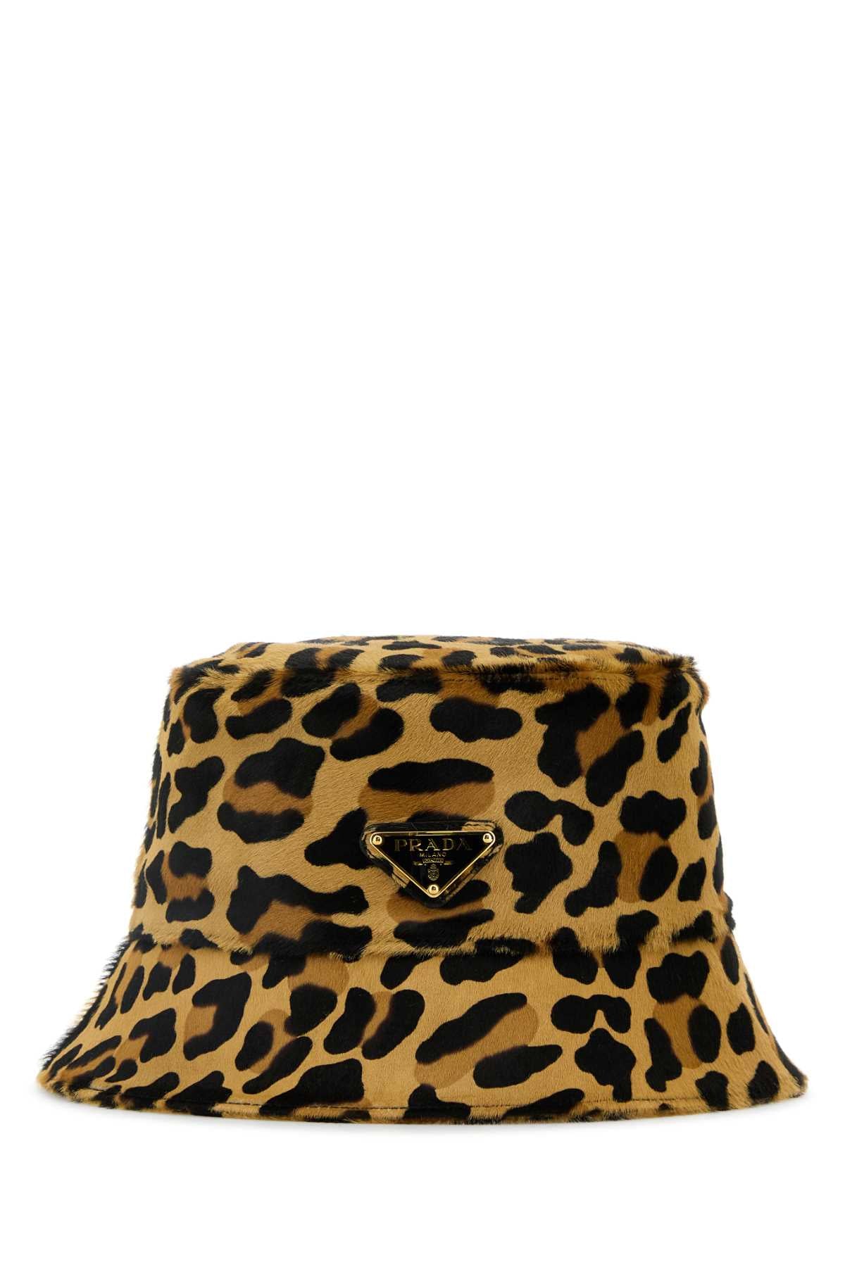 PRADA Animal Print Leather Hair Bucket Hat