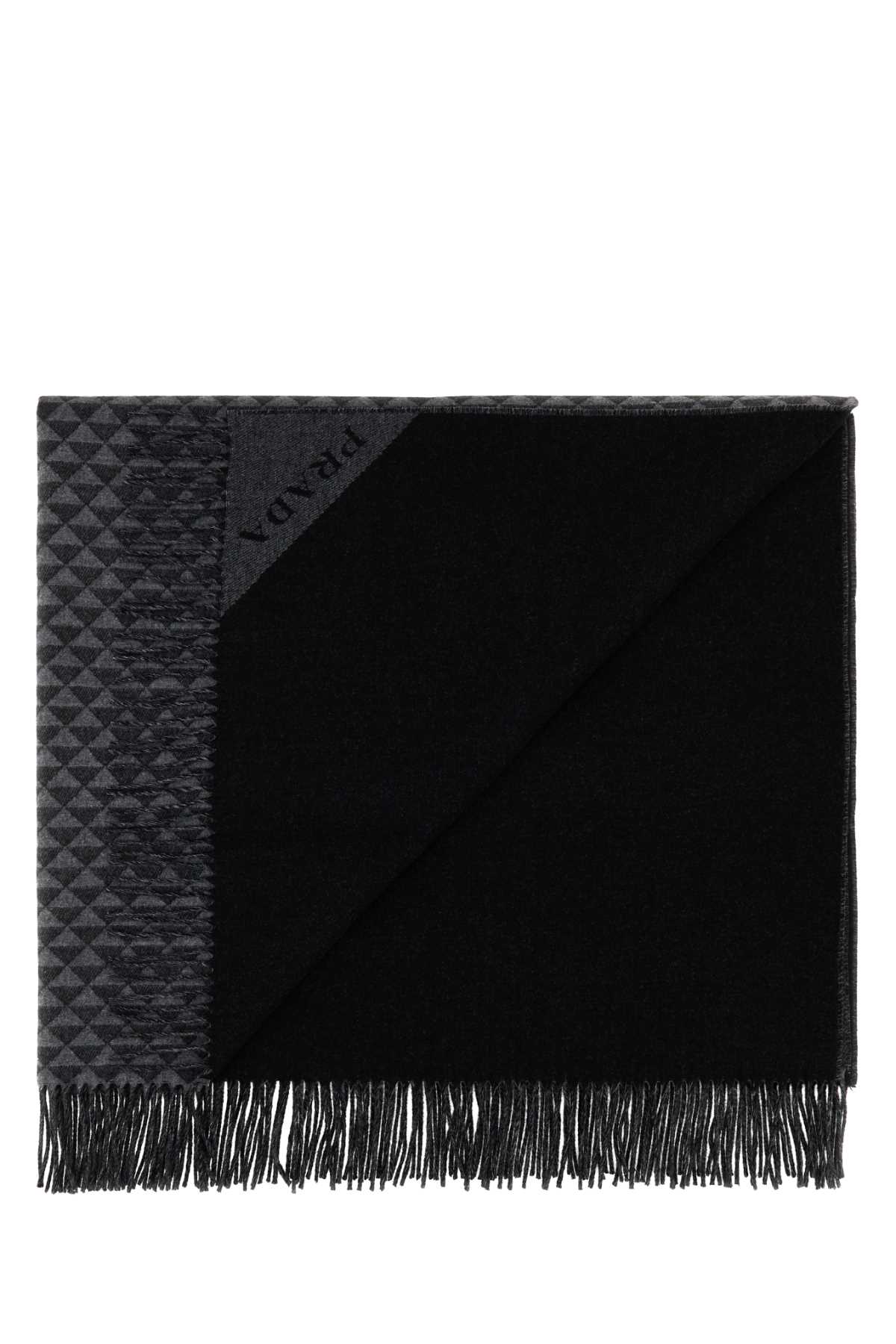 PRADA Embroidered Wool Blend Symbole Double Blanket - 135 cm x 185 cm