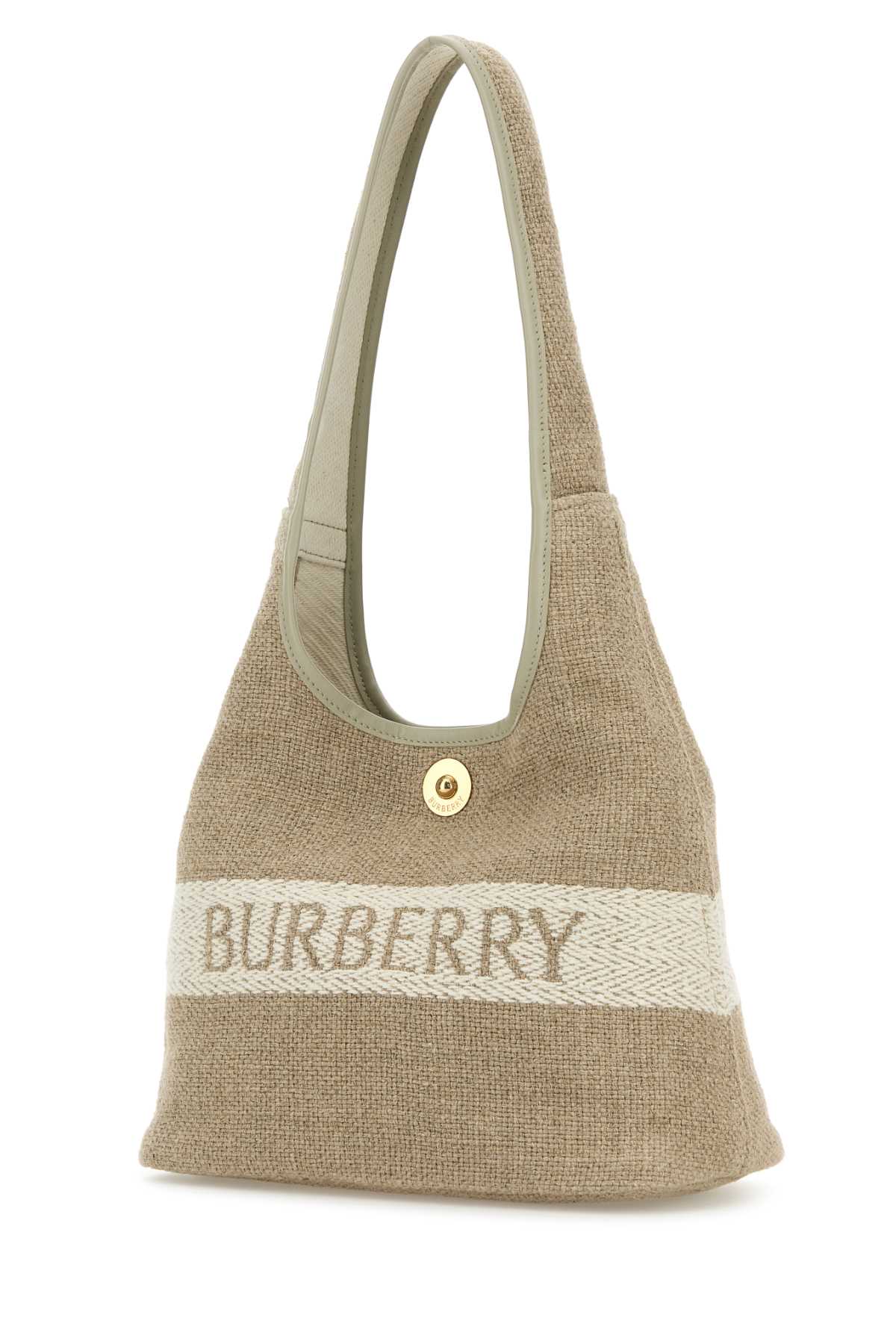 BURBERRY Cappuccino Canvas Shoulder Handbag - 26.5 cm
