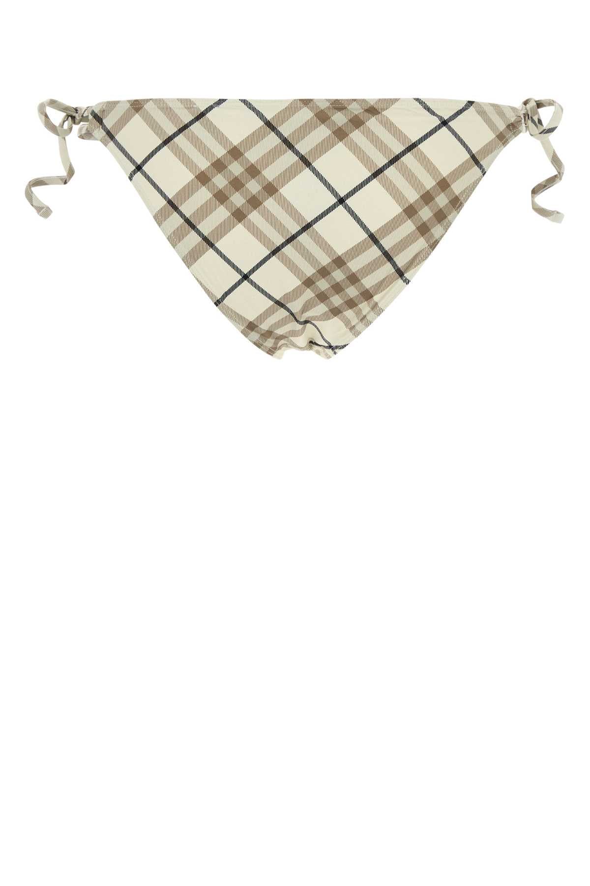 BURBERRY Checked Printed Stretch Nylon Bikini Bottom