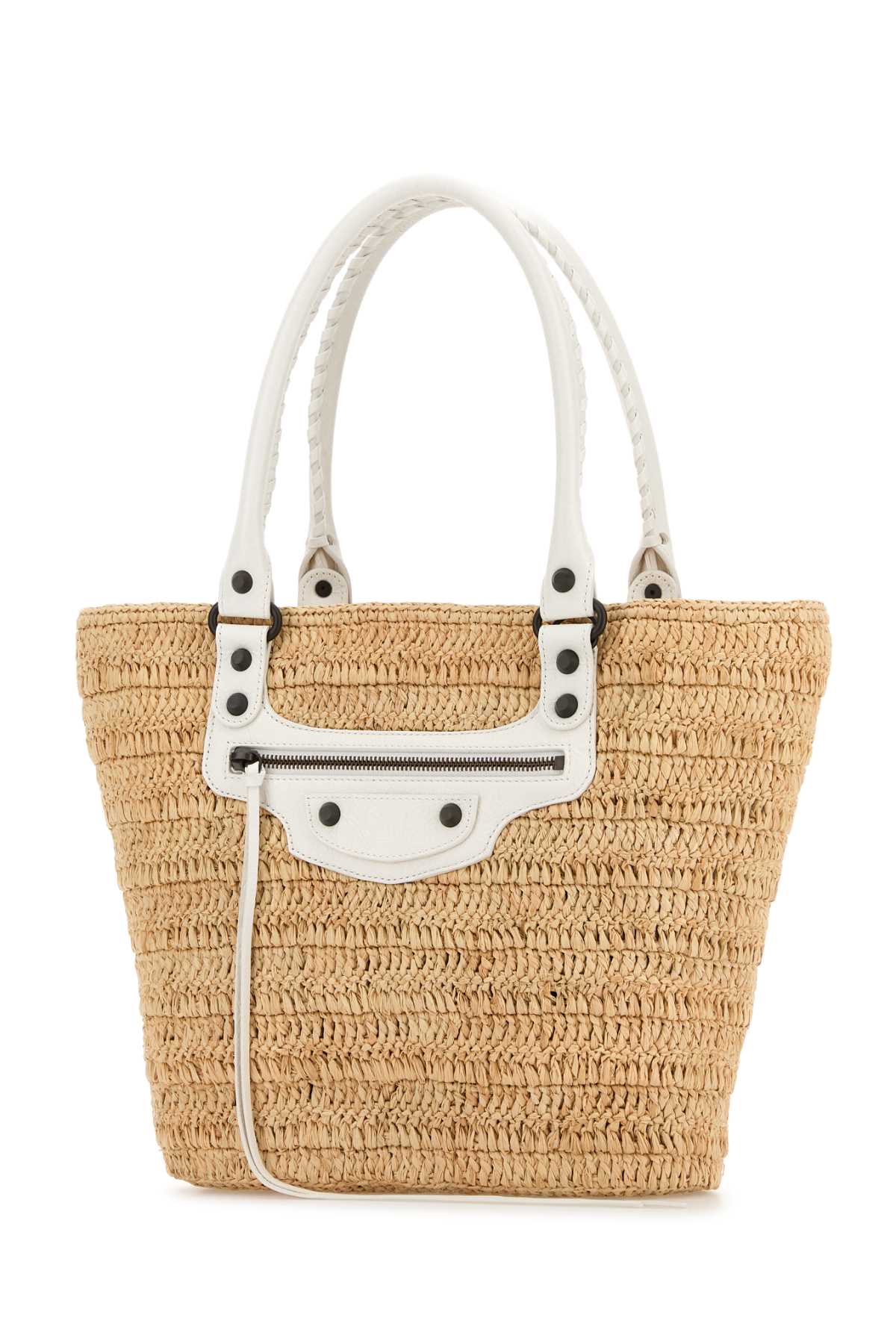 BALENCIAGA Mini Raffia City Bucket Handbag