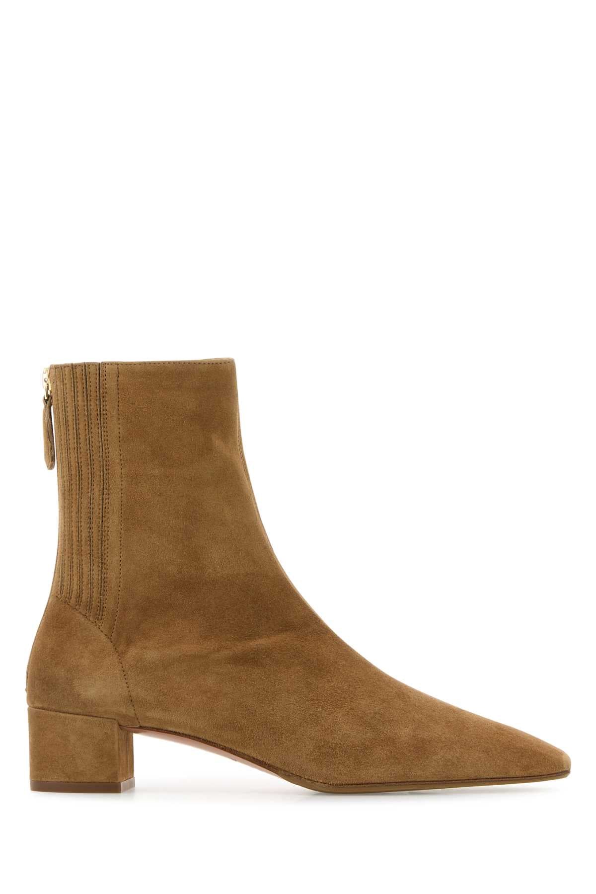 AQUAZZURA Chic Suede Saint Honoré Ankle Boots with 3.5 cm Heel Height