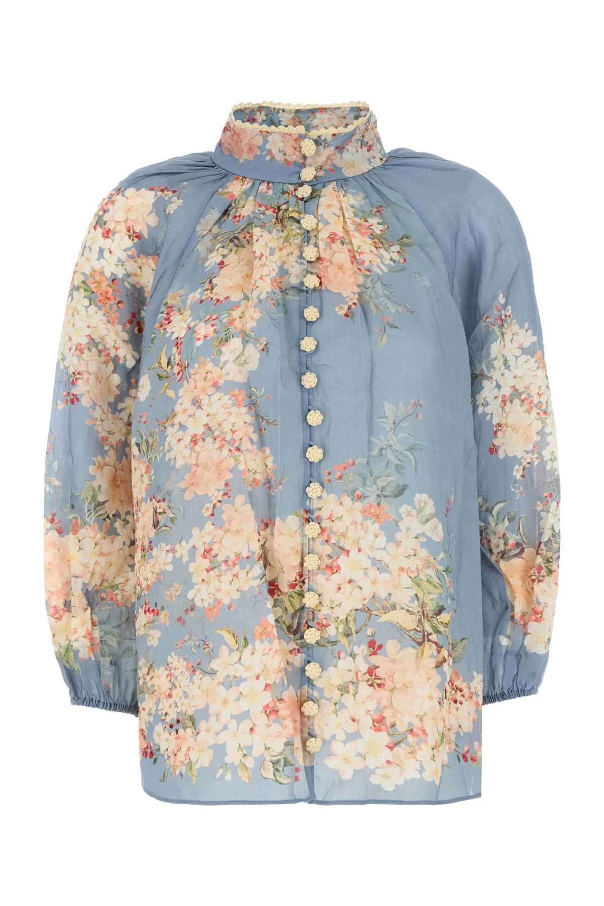 ZIMMERMANN Floral Printed Ramie Cascadian Blouse - Women's
