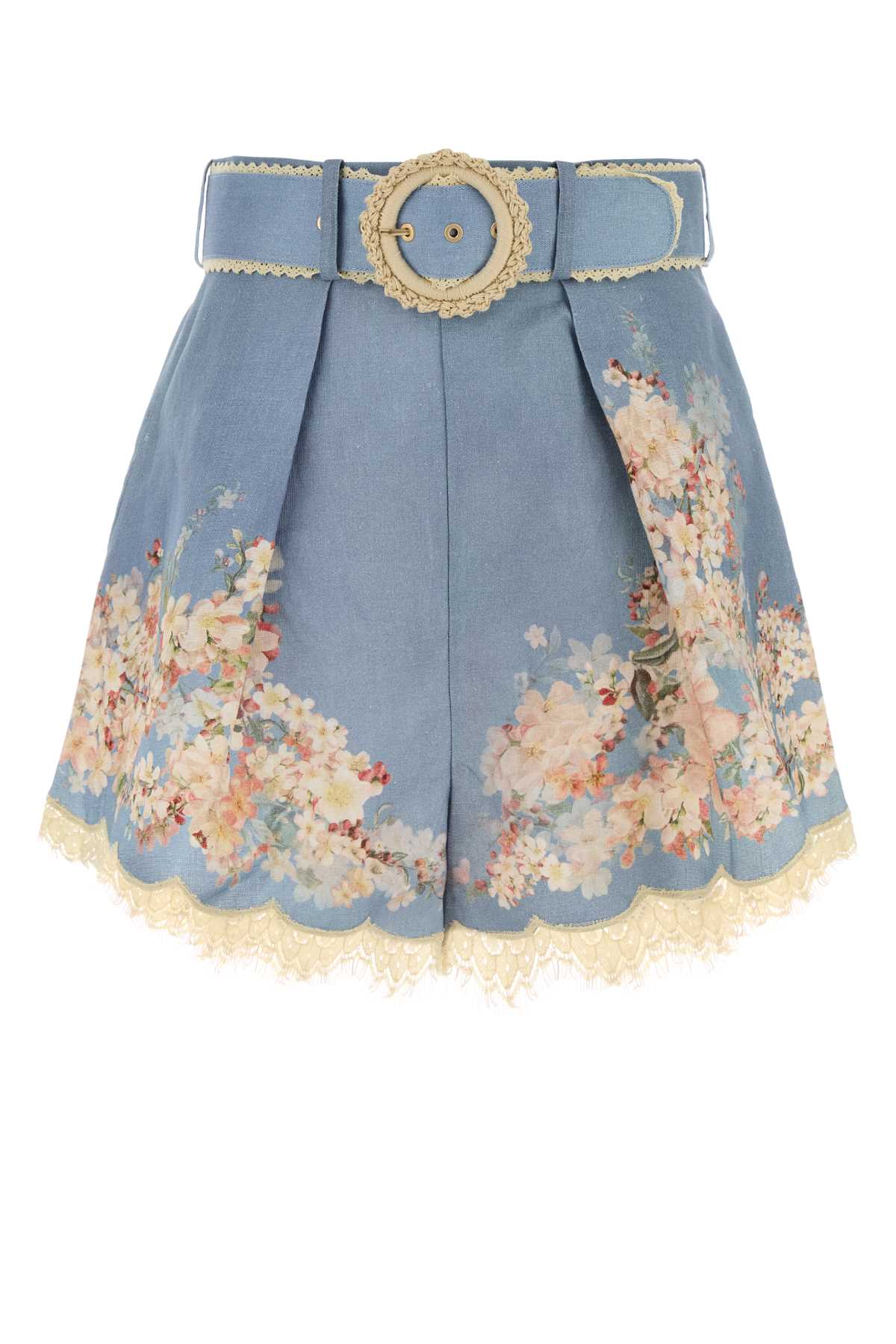 ZIMMERMANN Floral Printed Linen Mini Shorts
