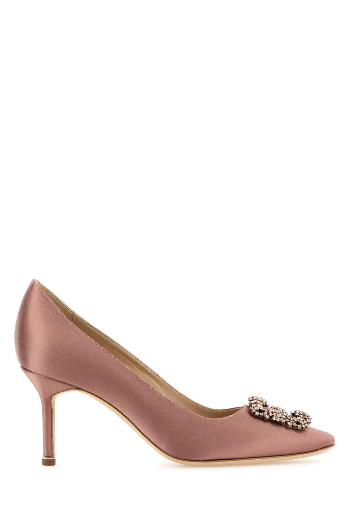 MANOLO BLAHNIK Antiqued Satin Hangisi Pumps - 7 cm Heel